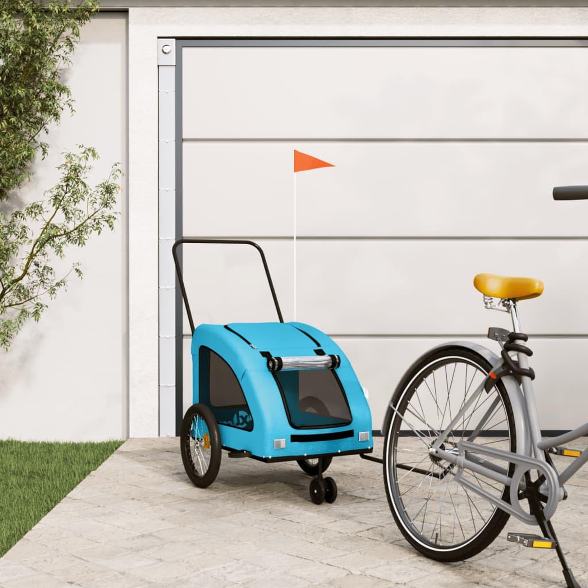 Voir la diapositive 1 : VIDAXL Remorque de velo pour animaux de compagnie bleu