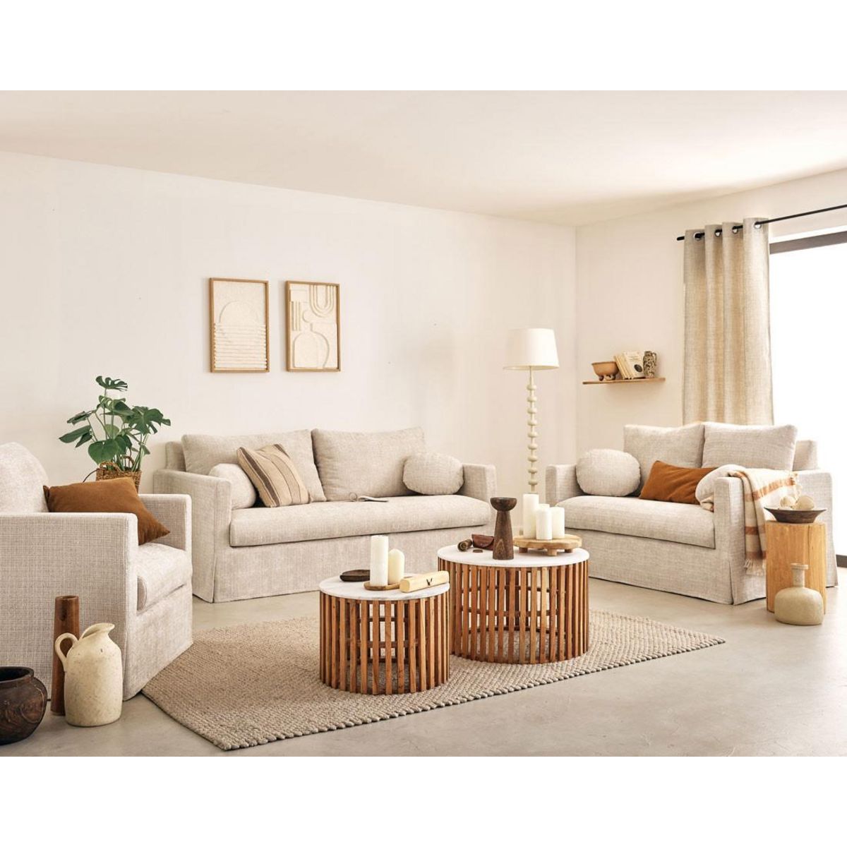 LISA DESIGN Serena - canapé droit déhoussable 3 places en velours texturé