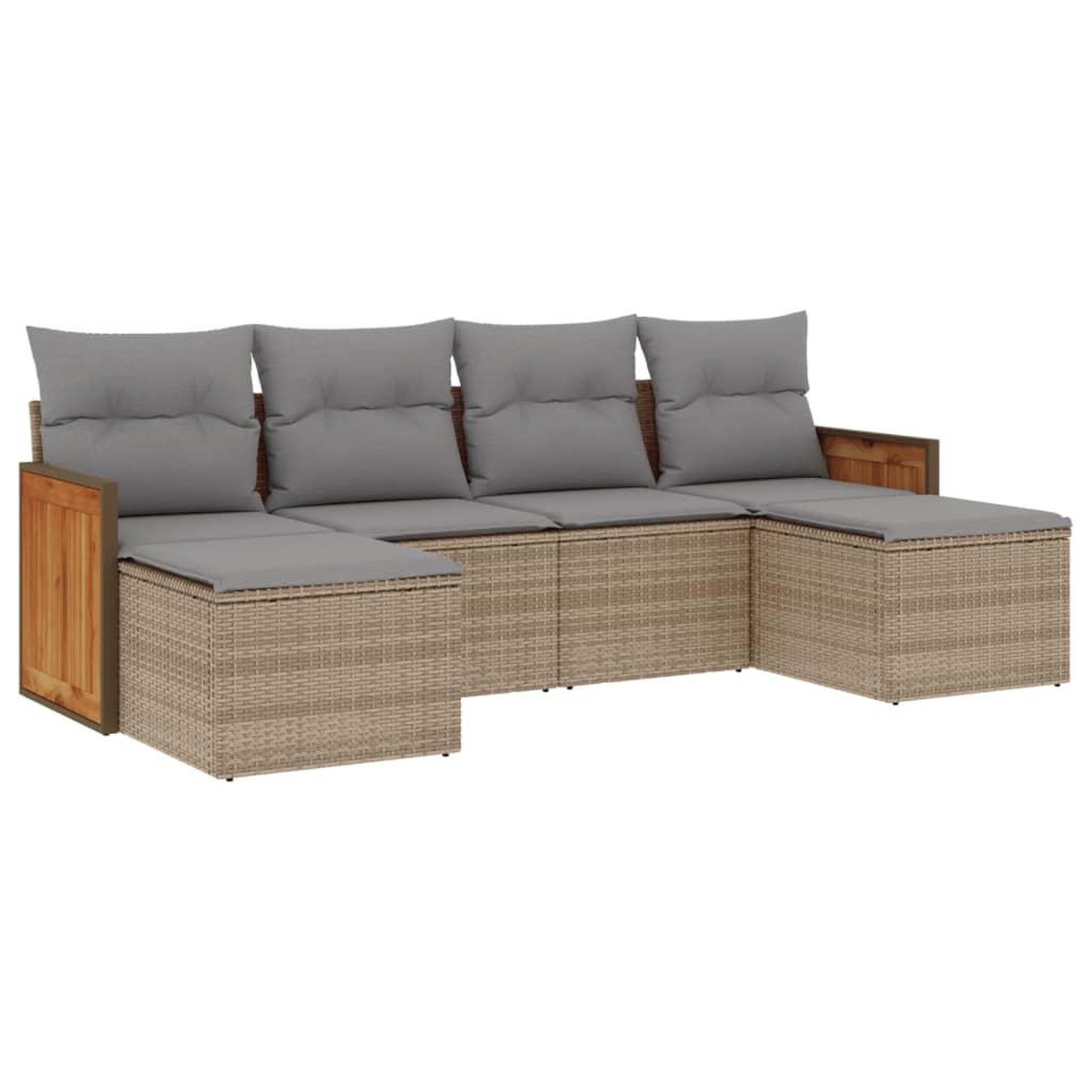 Voir la diapositive 2 : VIDAXL Salon de jardin avec coussins 6 pcs beige resine tressee