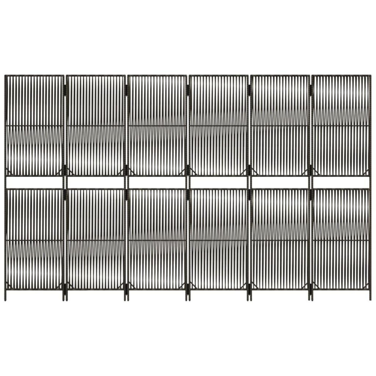 VIDAXL Cloison de separation 6 panneaux gris resine tressee