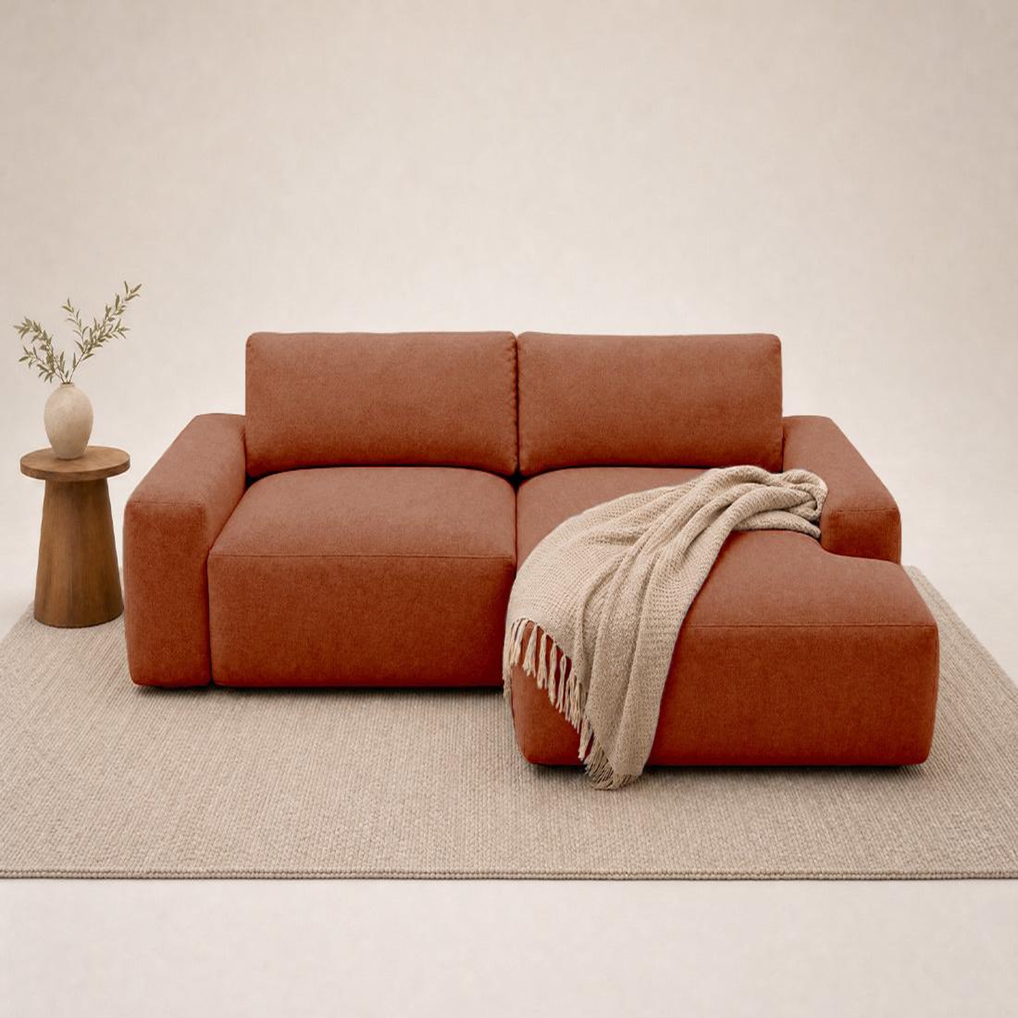 Voir la diapositive 2 : BEST MOBILIER Tama - canapé d'angle droit 4 places convertible avec coffre en tissu
