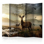 Paris Prix Paravent 5 Volets  Deers By Mountain Stream  172x225cm