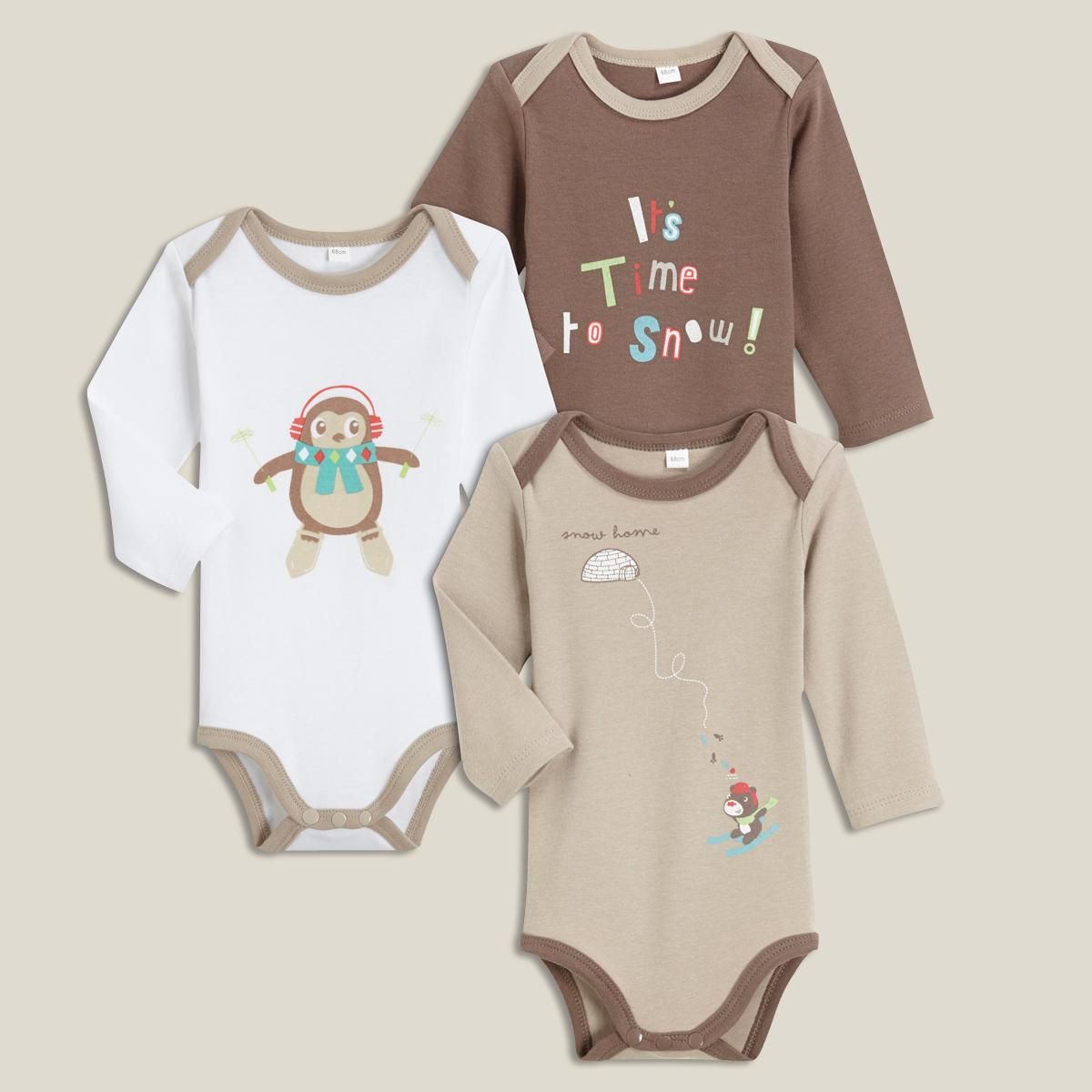 IN EXTENSO Lot de 3 bodies manches longues bébé