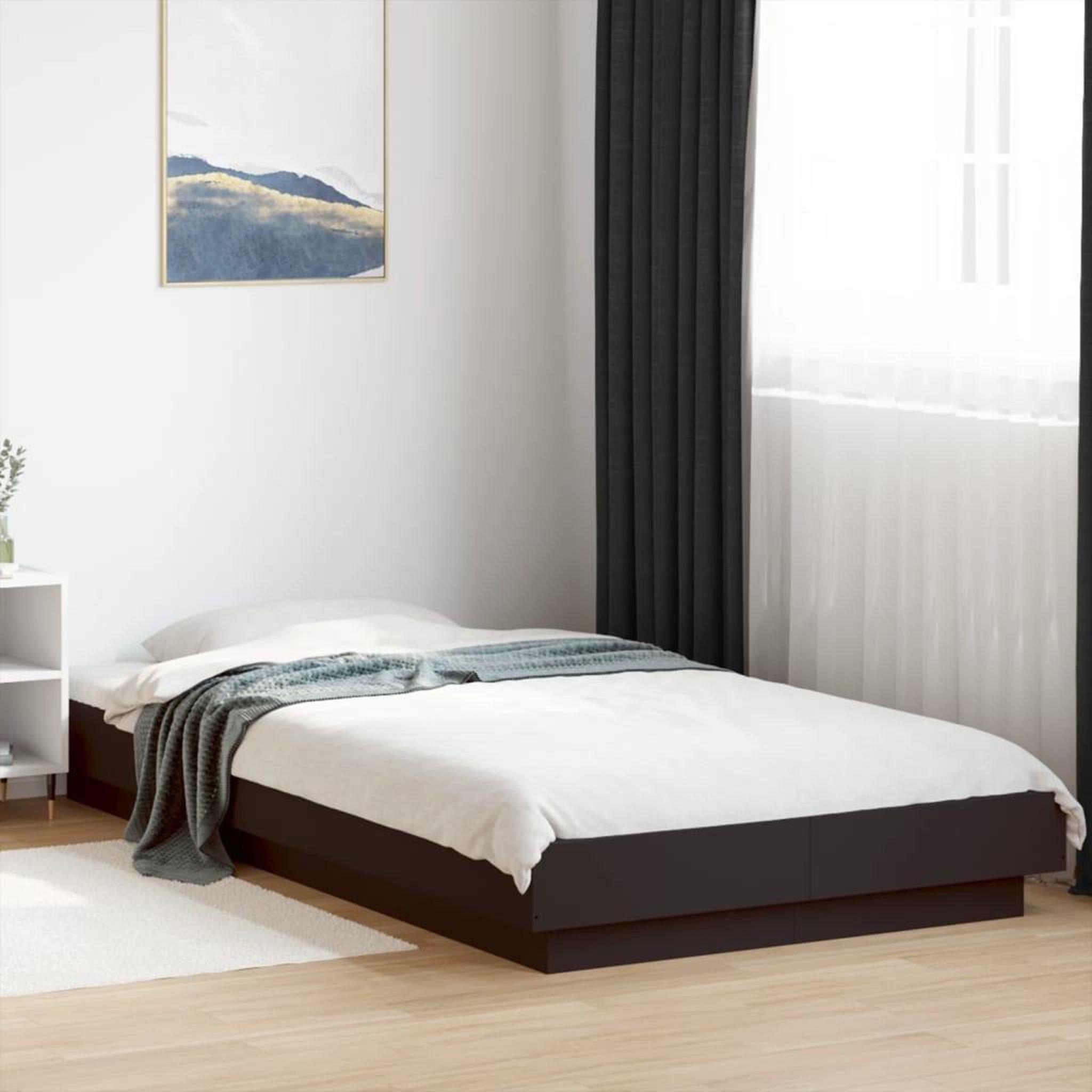 VIDAXL Cadre de lit avec lumieres LED sans matelas noir 90x190 cm