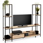 Voir la diapositive 4 : ID MARKET Ensemble meuble TV 164 cm DETROIT avec étagères design industriel