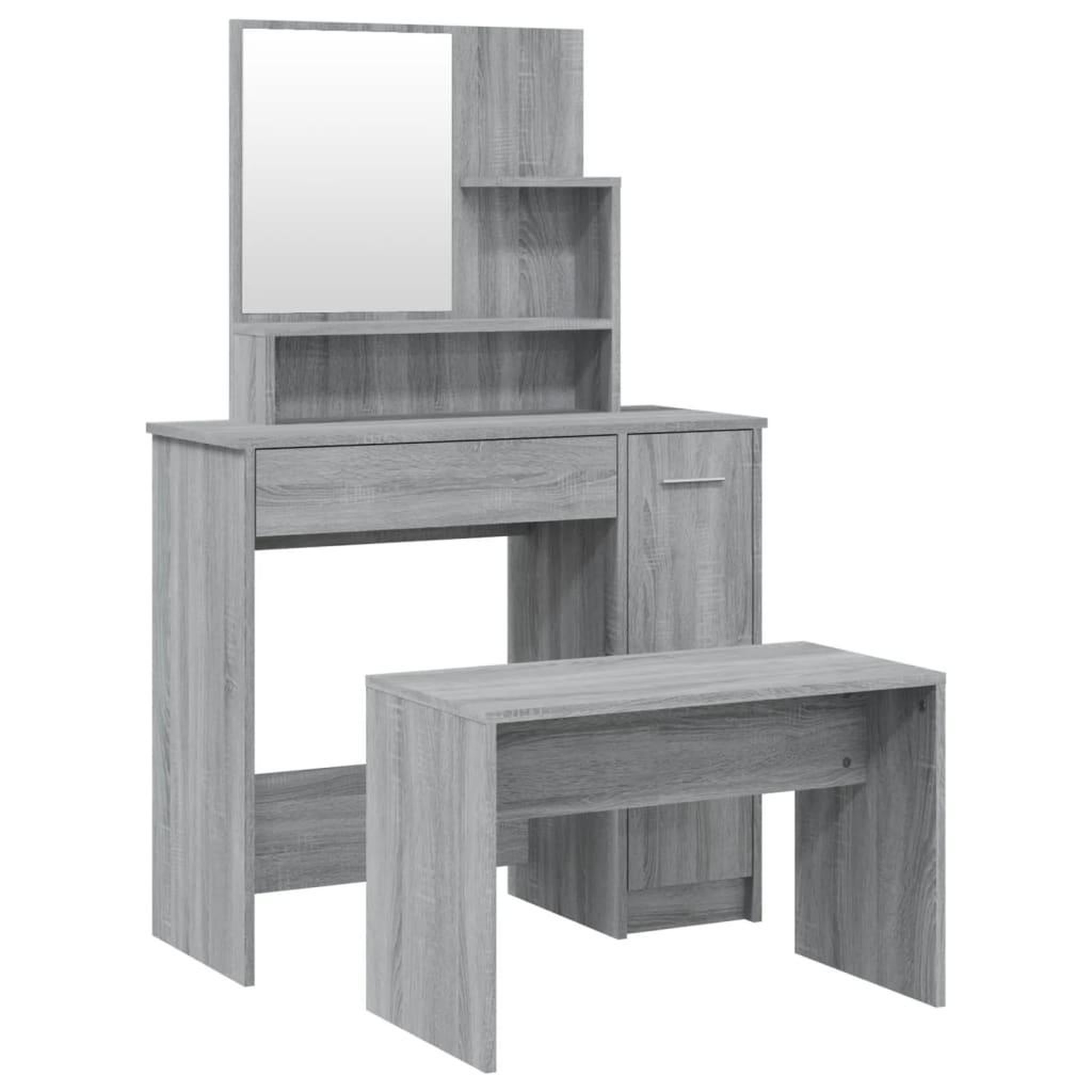 Voir la diapositive 2 : VIDAXL Ensemble de coiffeuse Sonoma gris 86,5x35x136 cm