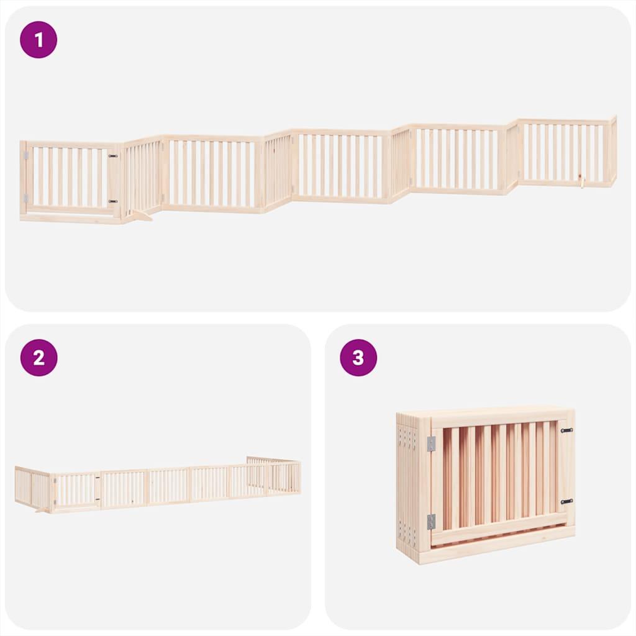 Voir la diapositive 5 : VIDAXL Barriere pour chien porte pliable 10 panneaux bois de peuplier