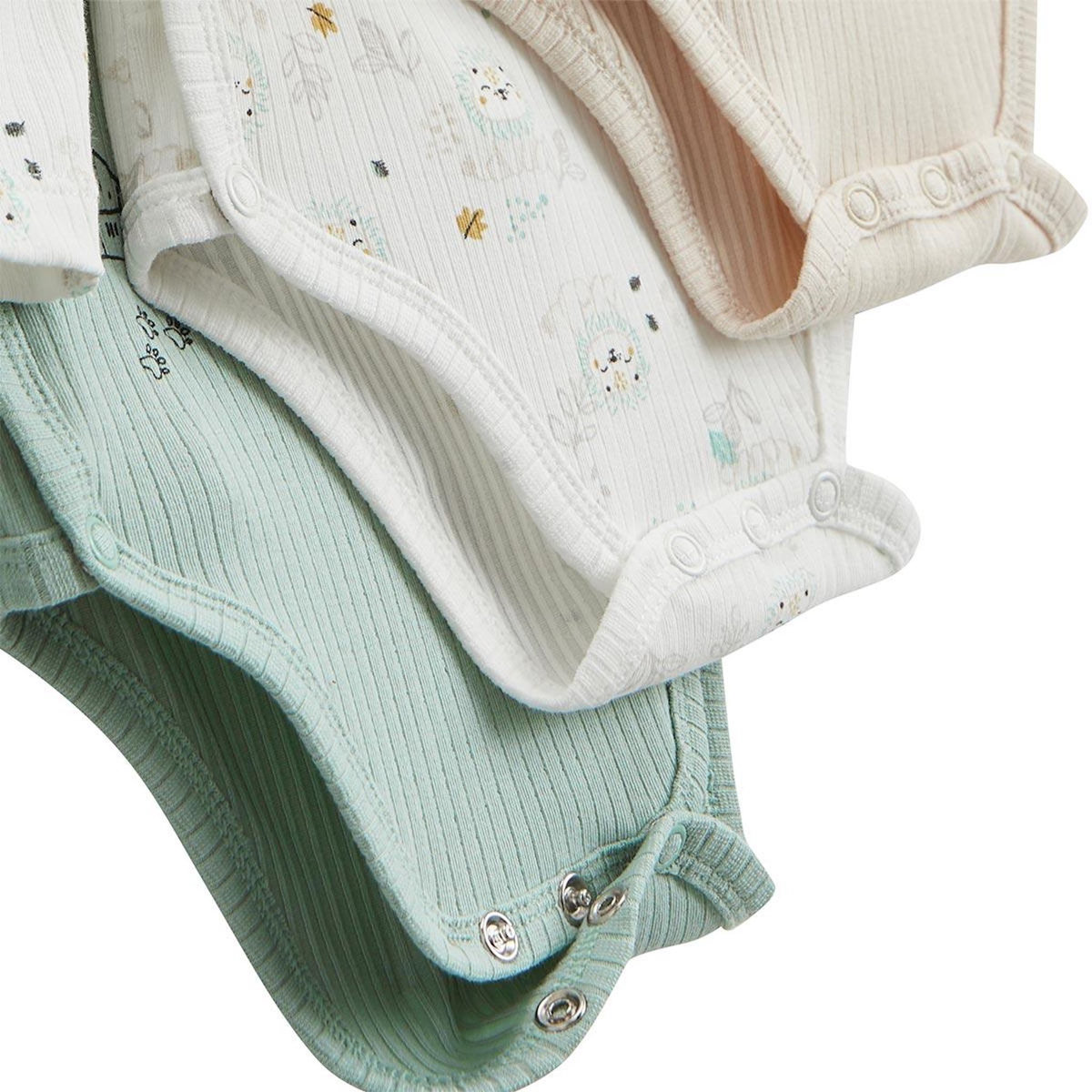 Petit Béguin Lot de 3 bodies bébé côtelés manches longues ouverture croisée Kenya