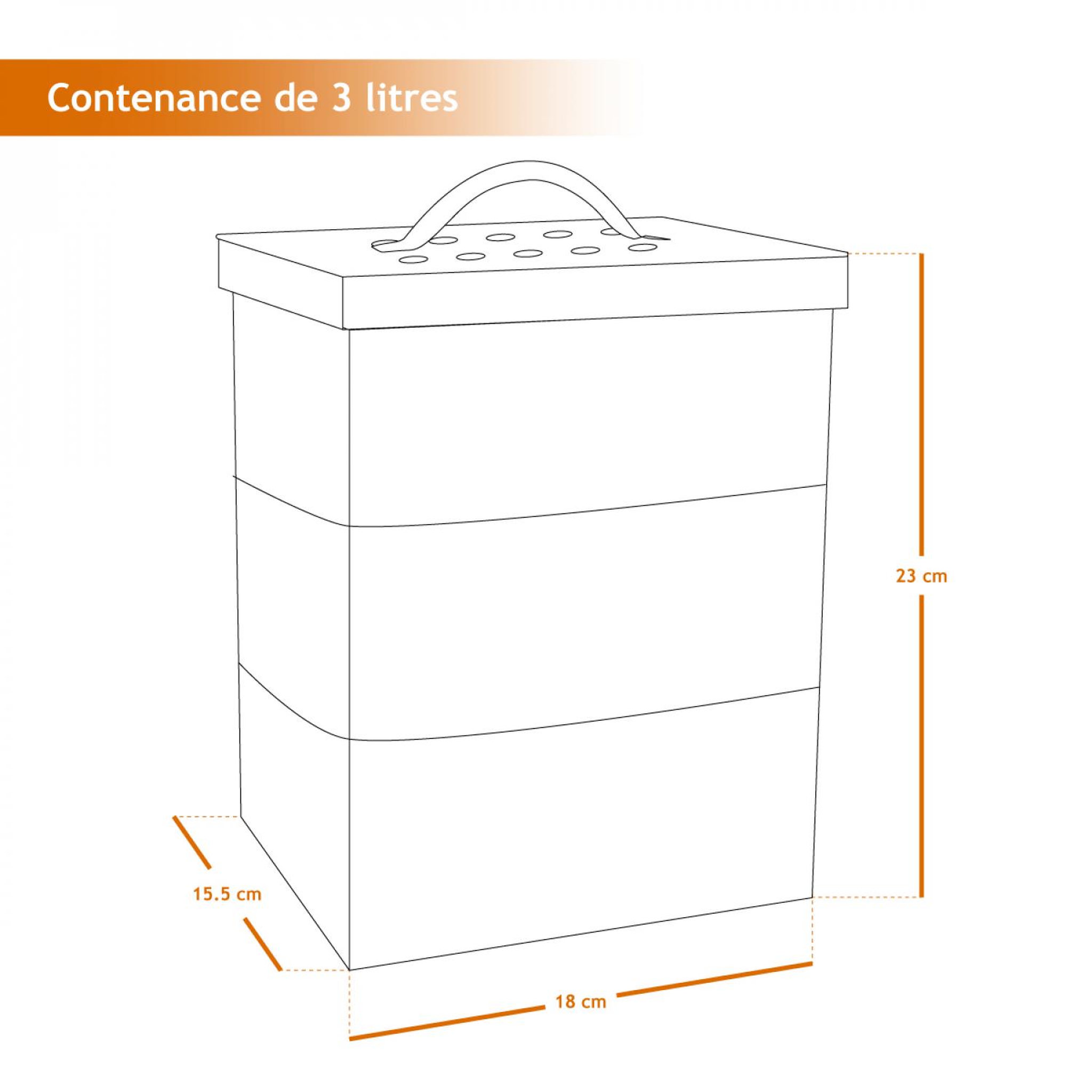 Voir la diapositive 2 : LINXOR Composteur, bac, poubelle à compost de cuisine - 3 L - Beige