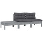 Voir la diapositive 2 : VIDAXL Salon de jardin 3 pcs avec coussins Gris Bois de pin massif