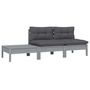 Voir la diapositive 2 : VIDAXL Salon de jardin 3 pcs avec coussins Gris Bois de pin massif