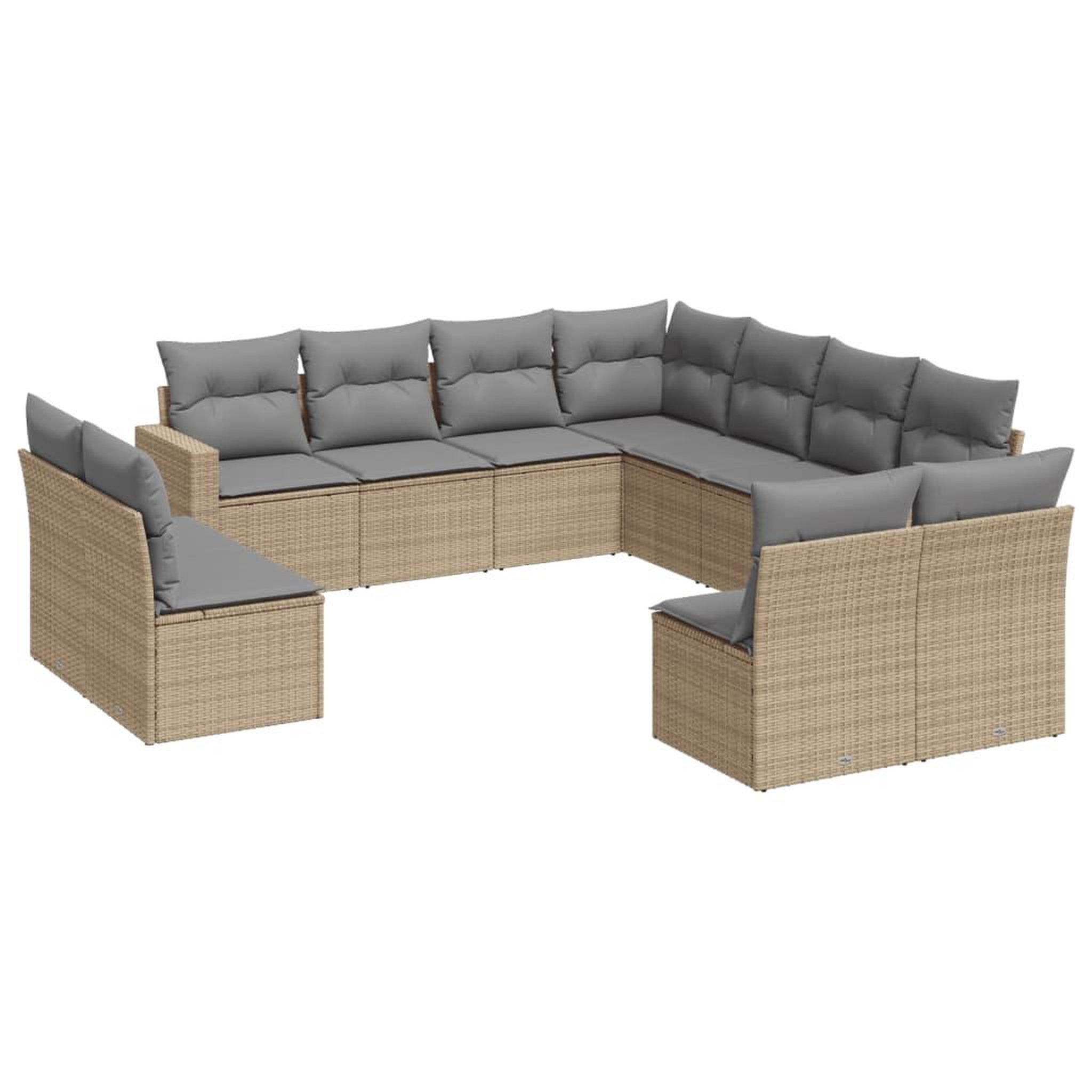 Voir la diapositive 2 : VIDAXL Salon de jardin 11 pcs avec coussins beige resine tressee