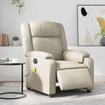 VIDAXL Fauteuil de massage inclinable electrique creme similicuir