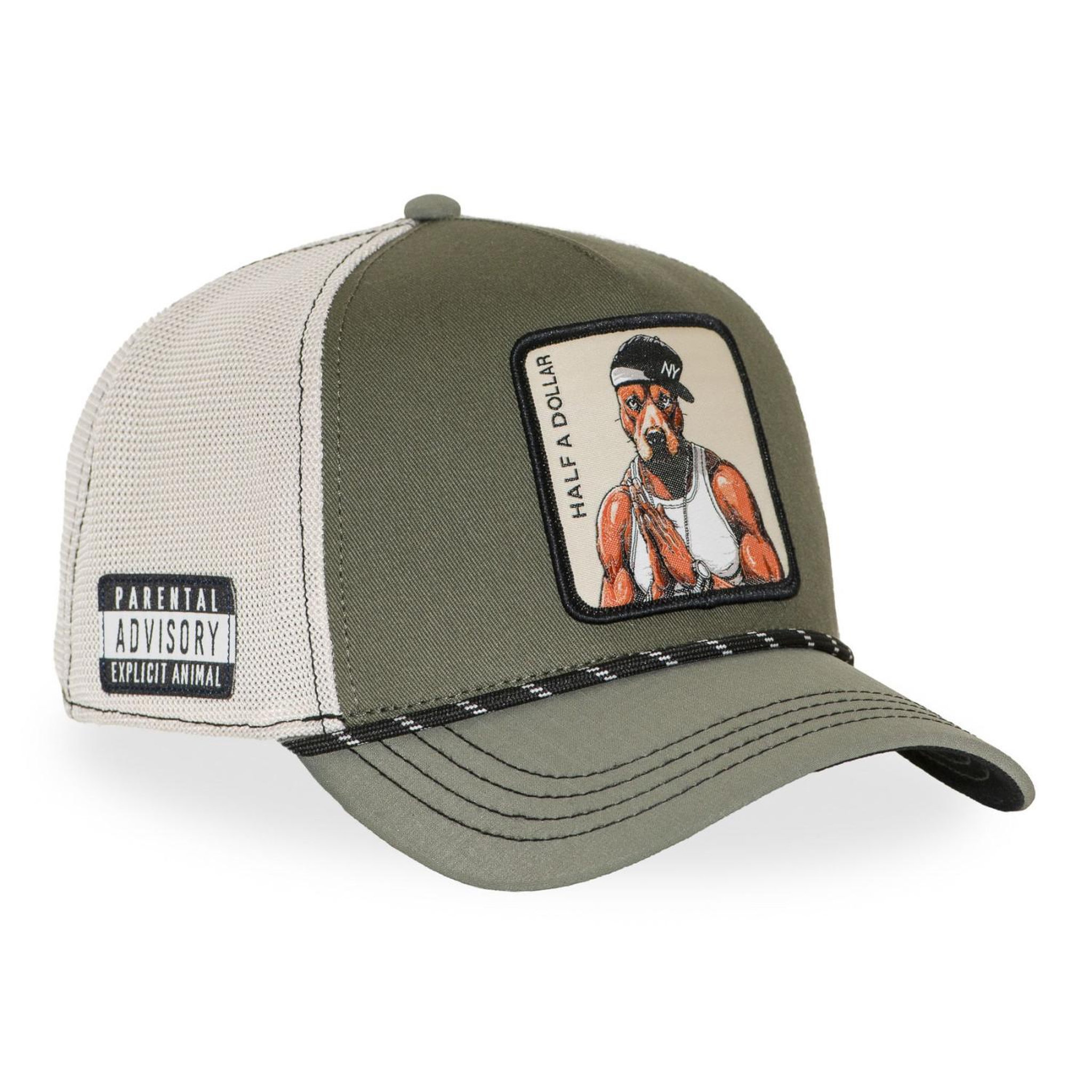 Voir la diapositive 4 : CAPSLAB Casquette trucker premium avec filet et patch half a dollar