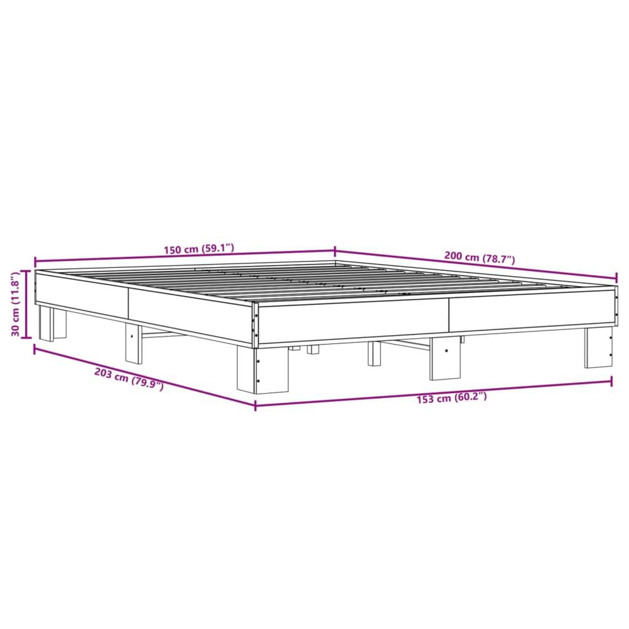 Voir la diapositive 6 : VIDAXL Cadre de lit sans matelas chene sonoma 150x200 cm