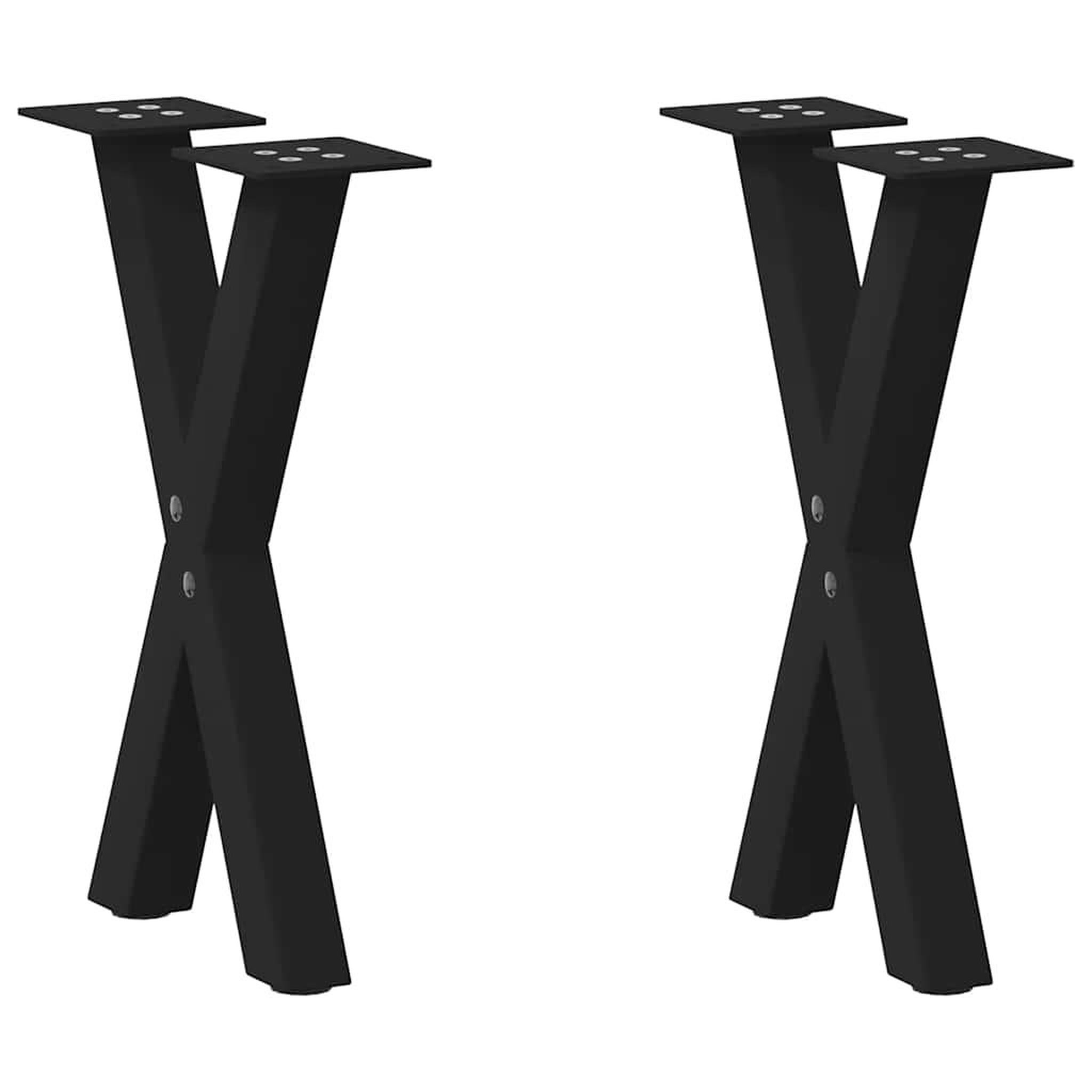 VIDAXL Pieds de table basse forme de X 2 pcs noir 28x(42-43) cm acier