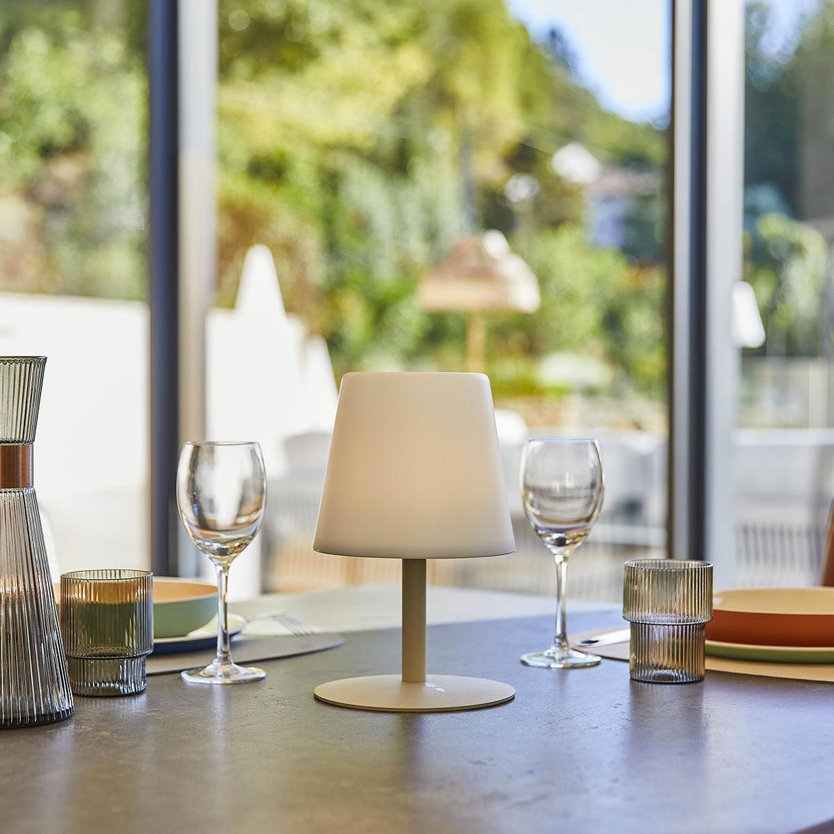 Lumisky Lampe de table sans fil LED STANDY MINI Beige Acier H25CM