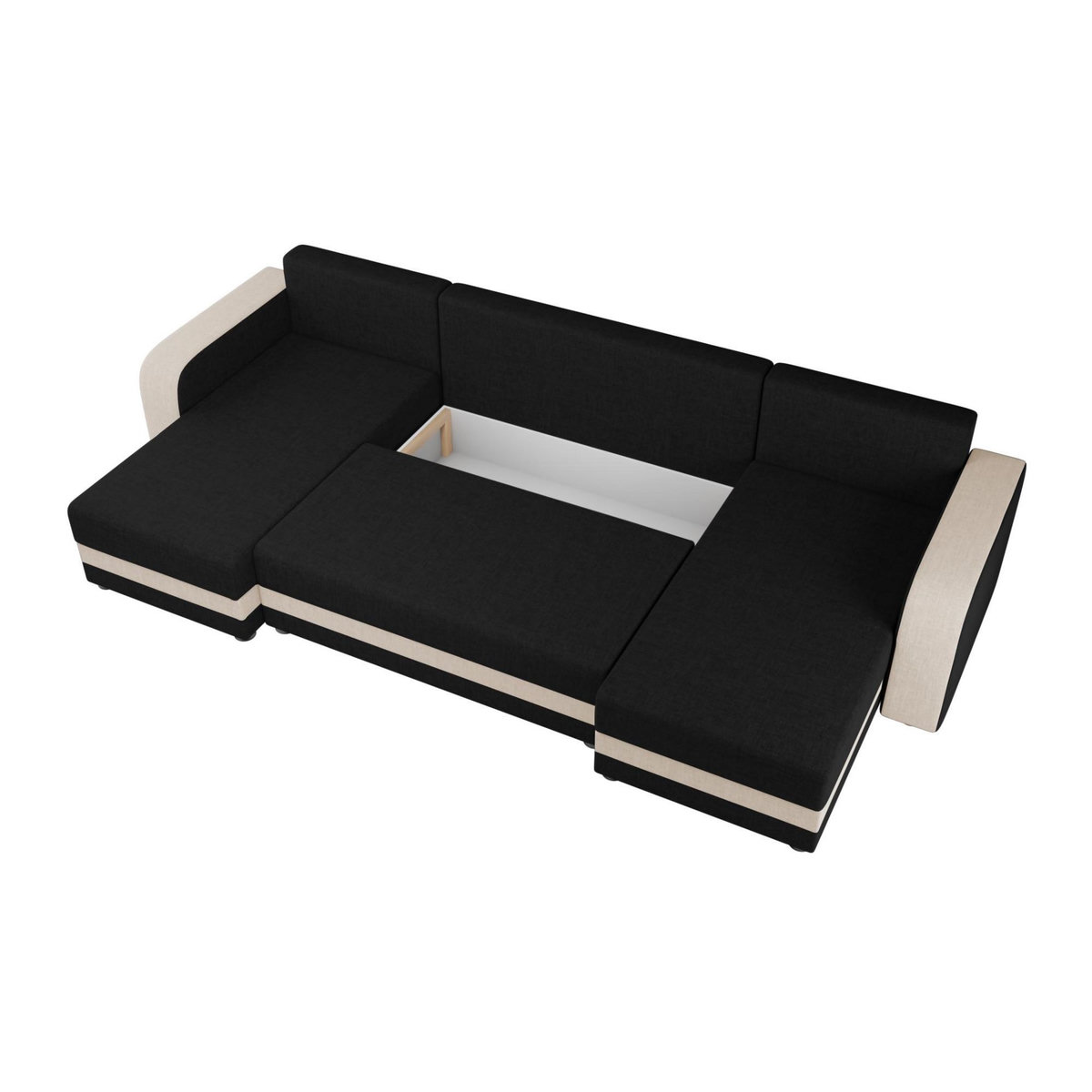 BEST MOBILIER Harvey - canapé panoramique en u 7 places convertible avec coffre en tissu bicolore