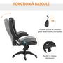 Voir la diapositive 6 : HOMCOM Fauteuil de bureau direction pivotant massant chauffant électrique revêtement synthétique noir