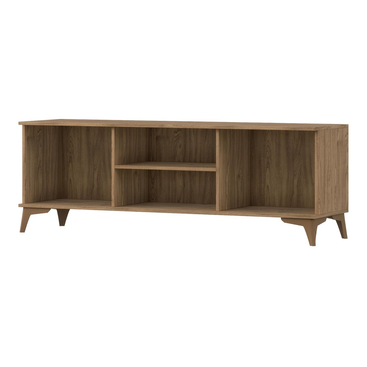 BEST MOBILIER Portmore - meuble tv - effet bois - 2 portes et 2 niches - 150 cm