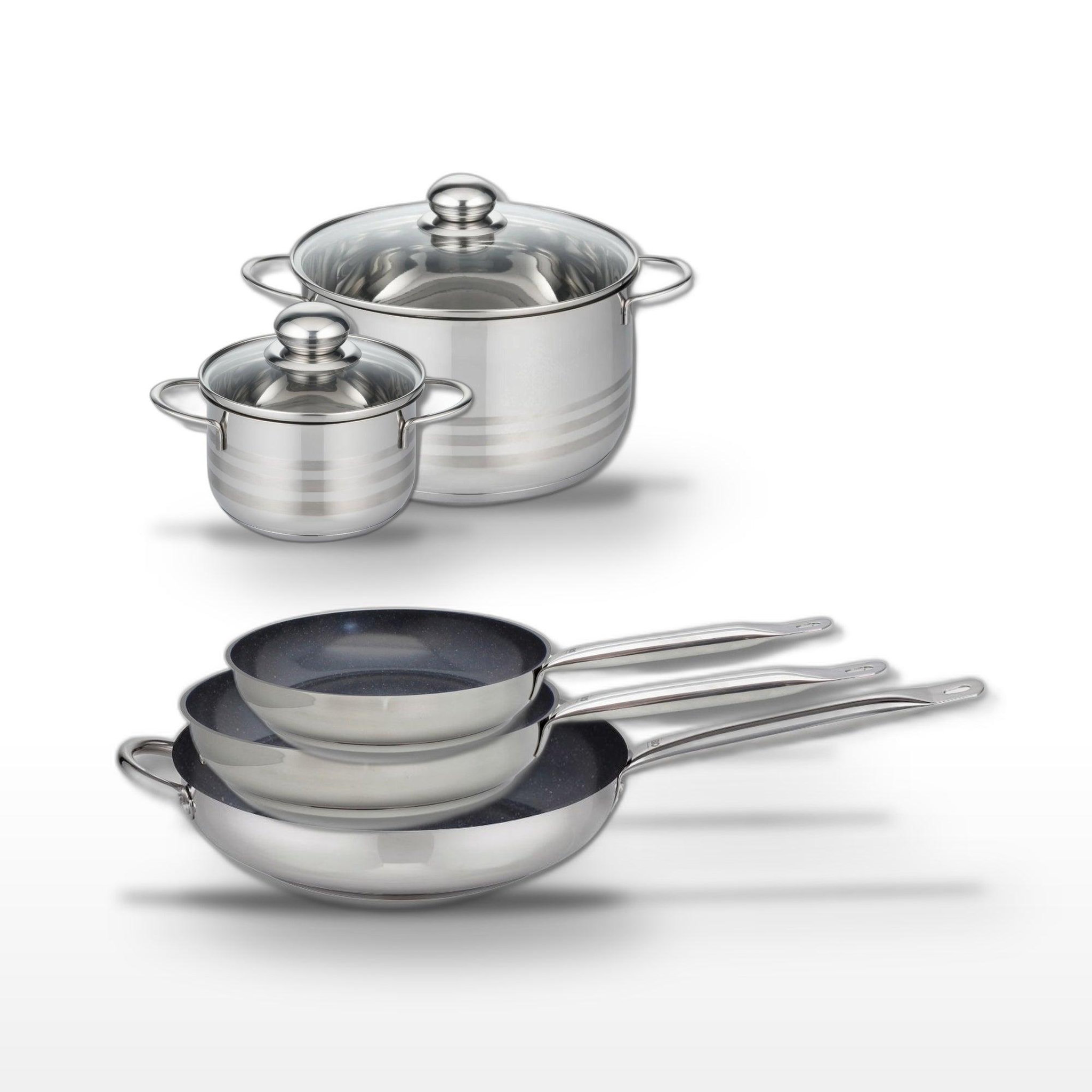 ELO Lot de 3 poêles 24/28/32 cm et 2 faitouts 14/24 cm elo profi therm platinum