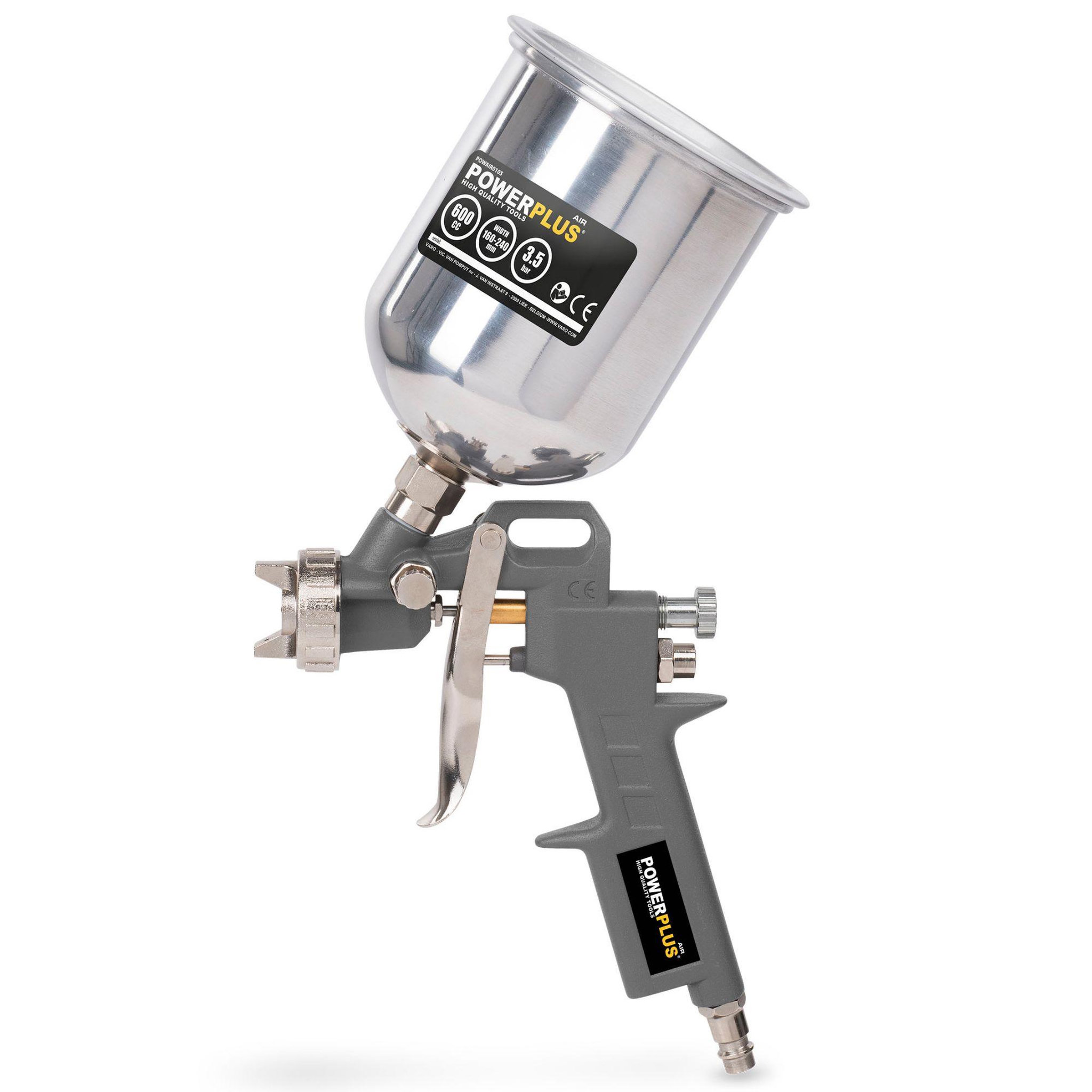 Voir la diapositive 2 : POWERPLUS Pistolet peinture pneumatique avec godet haut