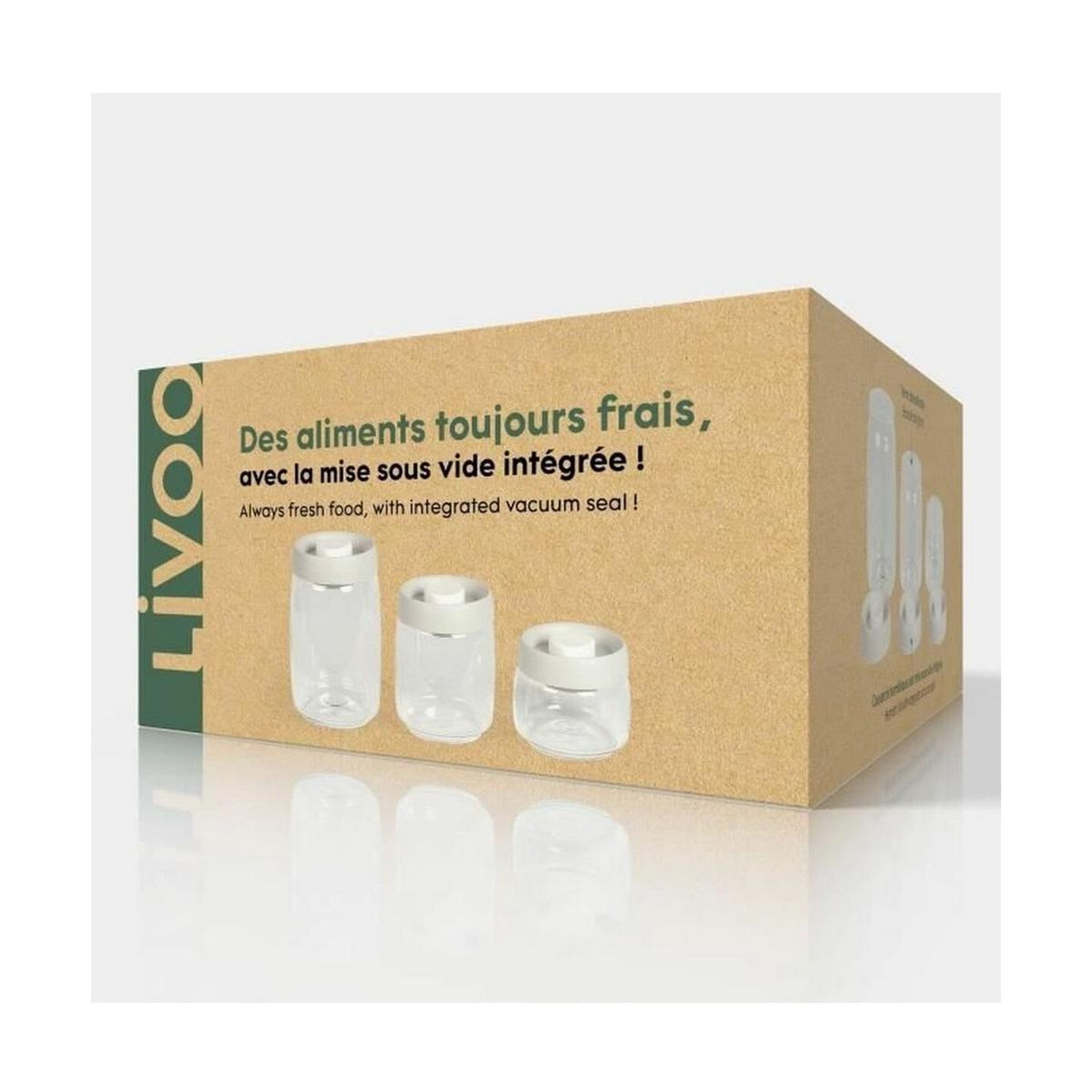 Voir la diapositive 3 : LIVOO Bocaux sous vide 0.4l, 0.8l, et 1.2l transparent - men401