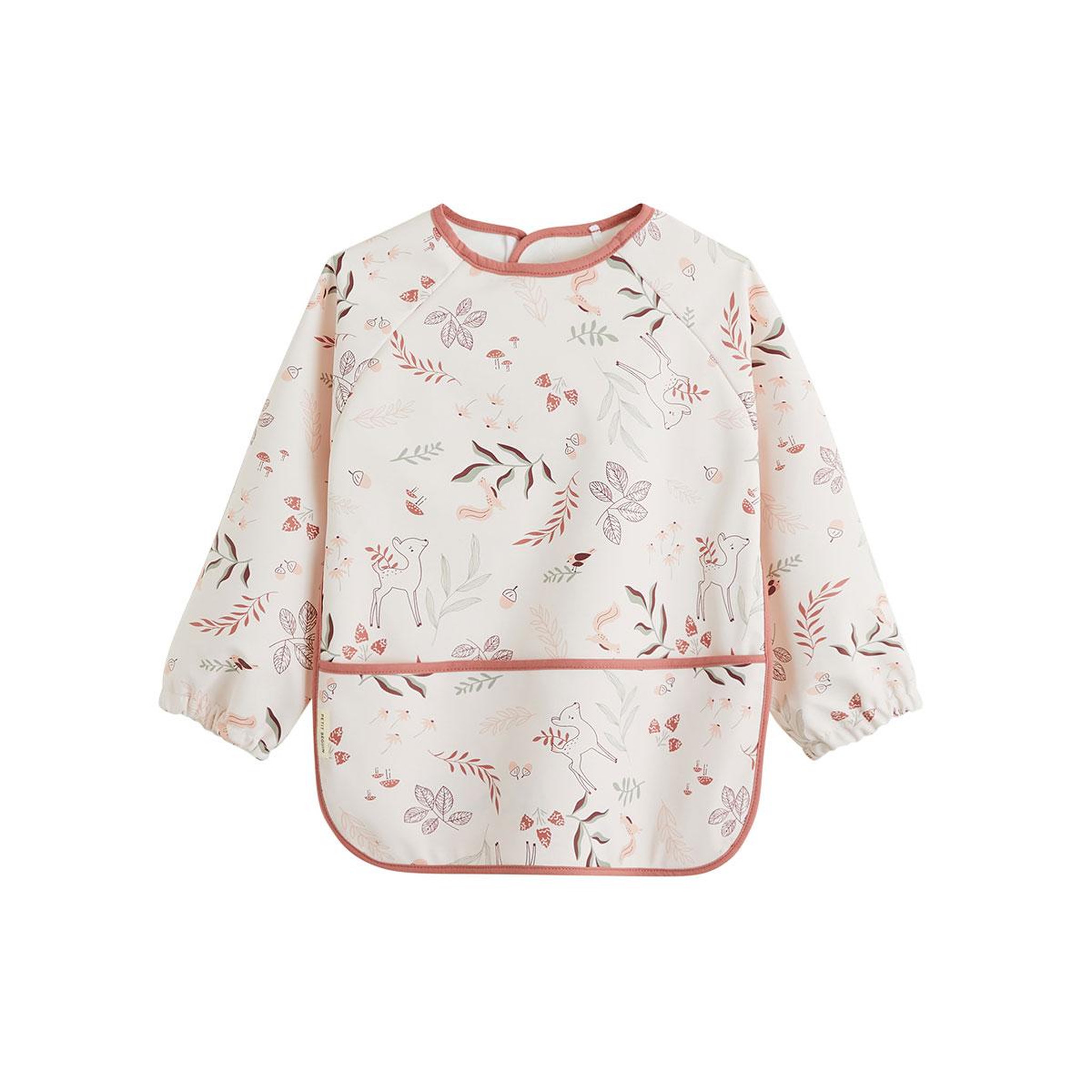 Petit Béguin Bavoir tablier manches longues evie. Coloris disponibles : Beige