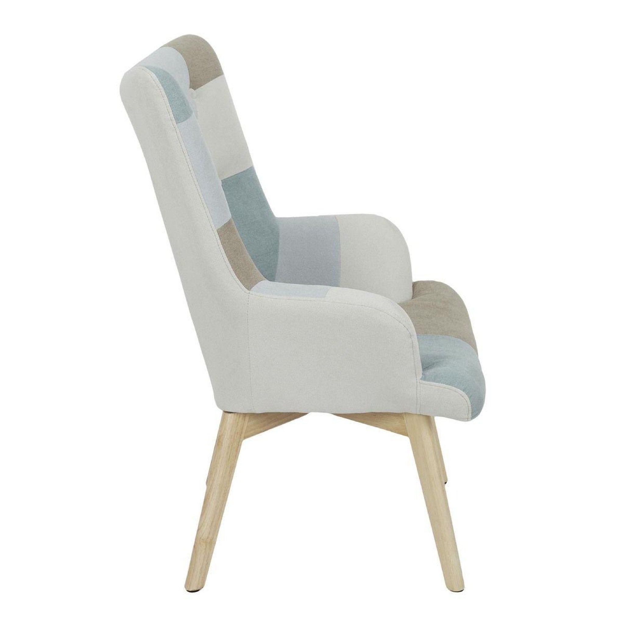 Voir la diapositive 3 : The Home Deco Factory Fauteuil Patchwork  Helsinki  99cm Bleu