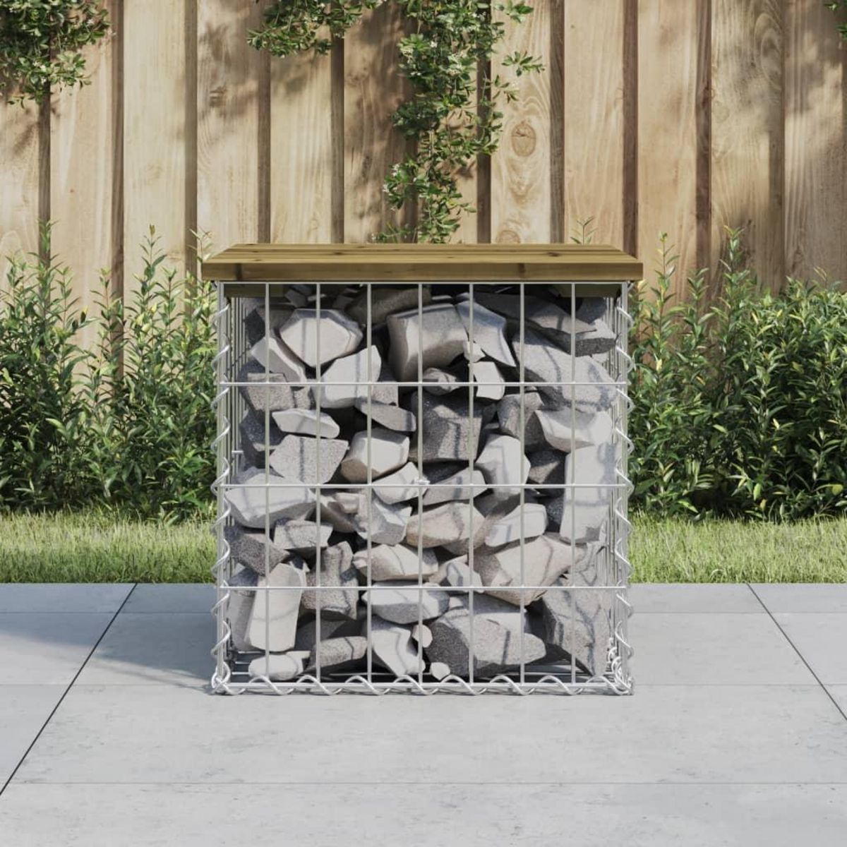 VIDAXL Banc de jardin design gabion 43x44x42 cm bois de pin impregne