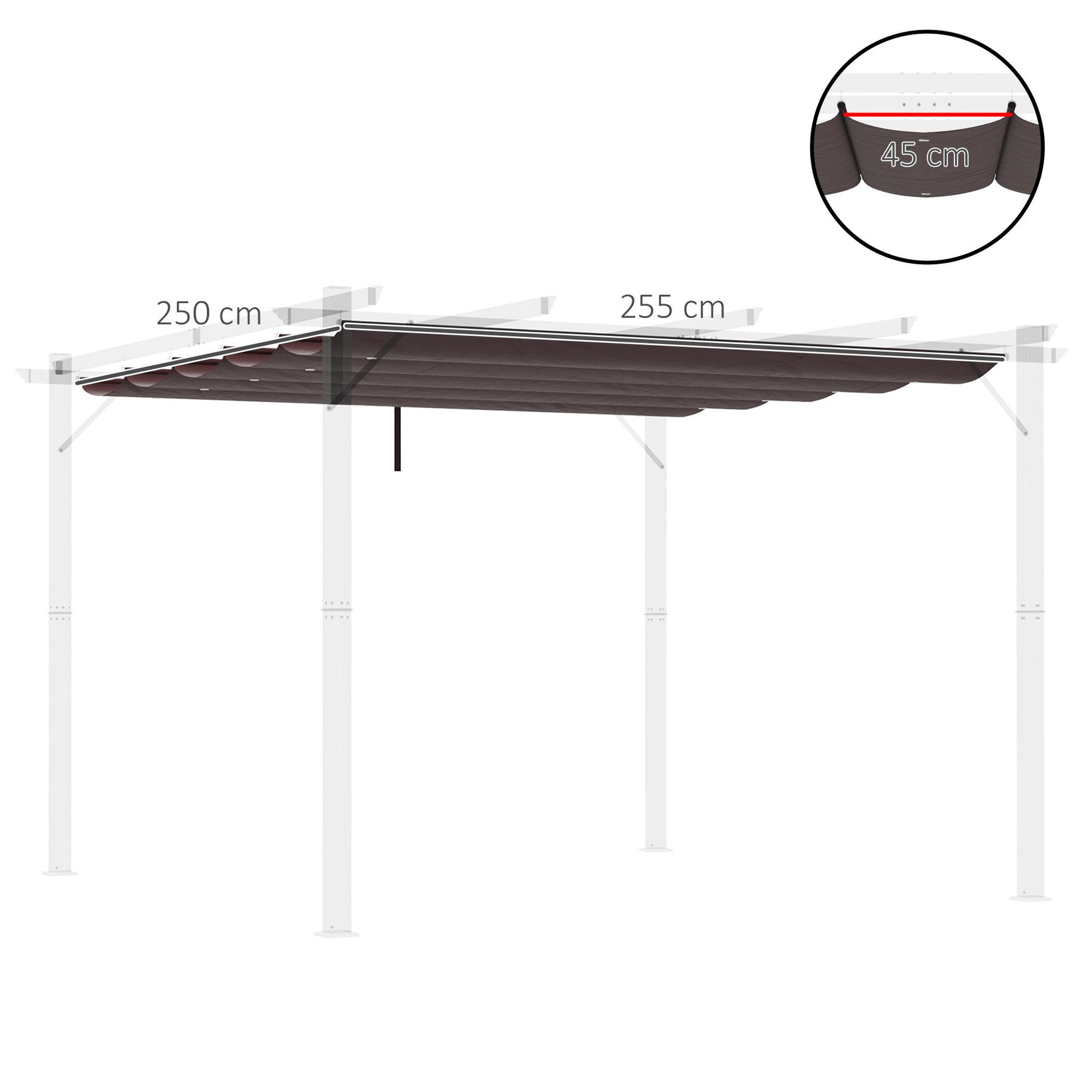 Voir la diapositive 3 : OUTSUNNY Toile de rechange pour pergola rétractable 3 x 3 m polyester haute densité 180 g/m² imperméabilisé chocolat