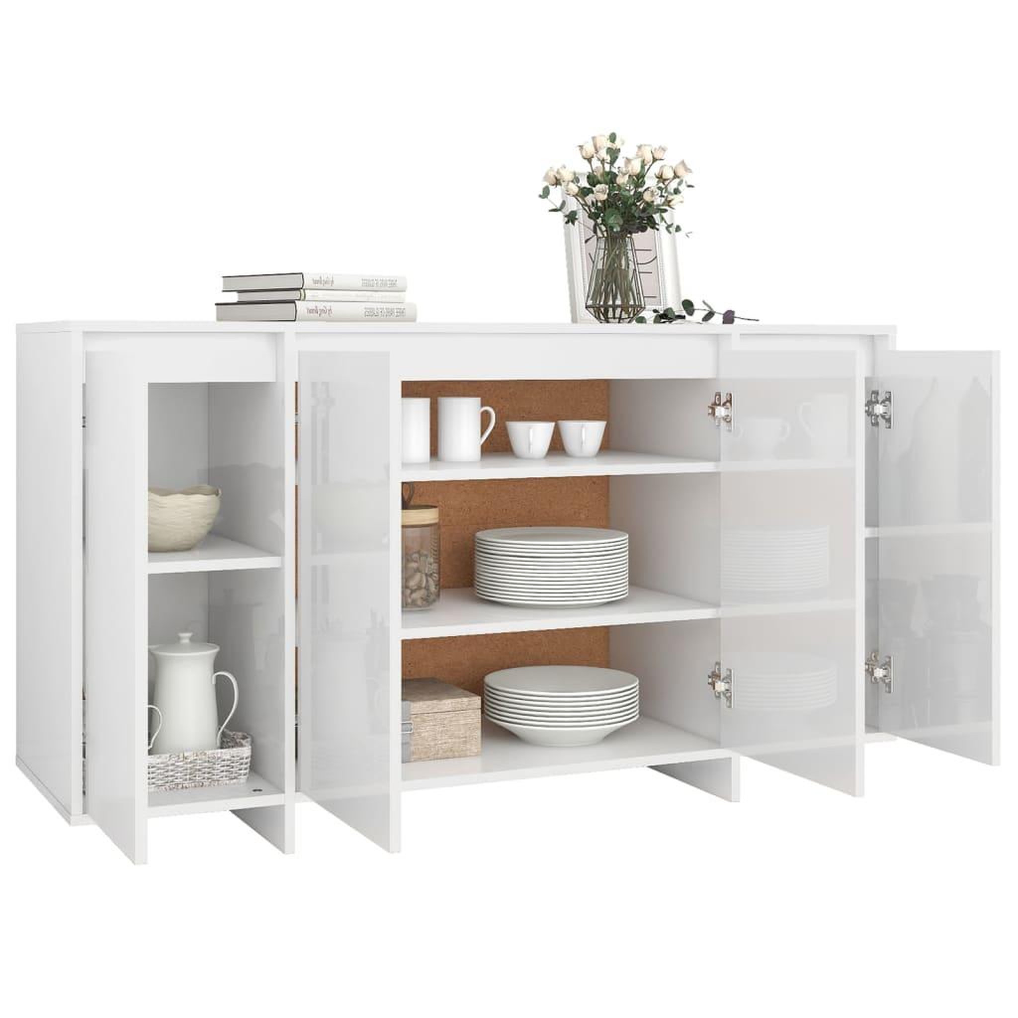 Voir la diapositive 4 : VIDAXL Buffet blanc brillant 135x41x75 cm bois d'ingenierie