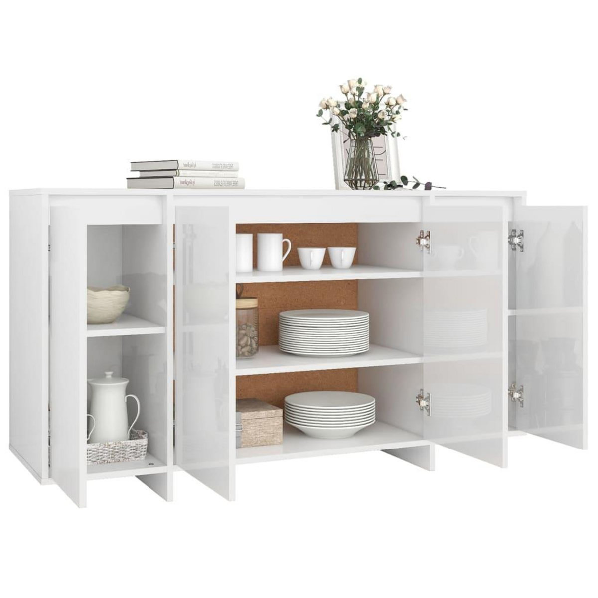 VIDAXL Buffet blanc brillant 135x41x75 cm bois d'ingenierie