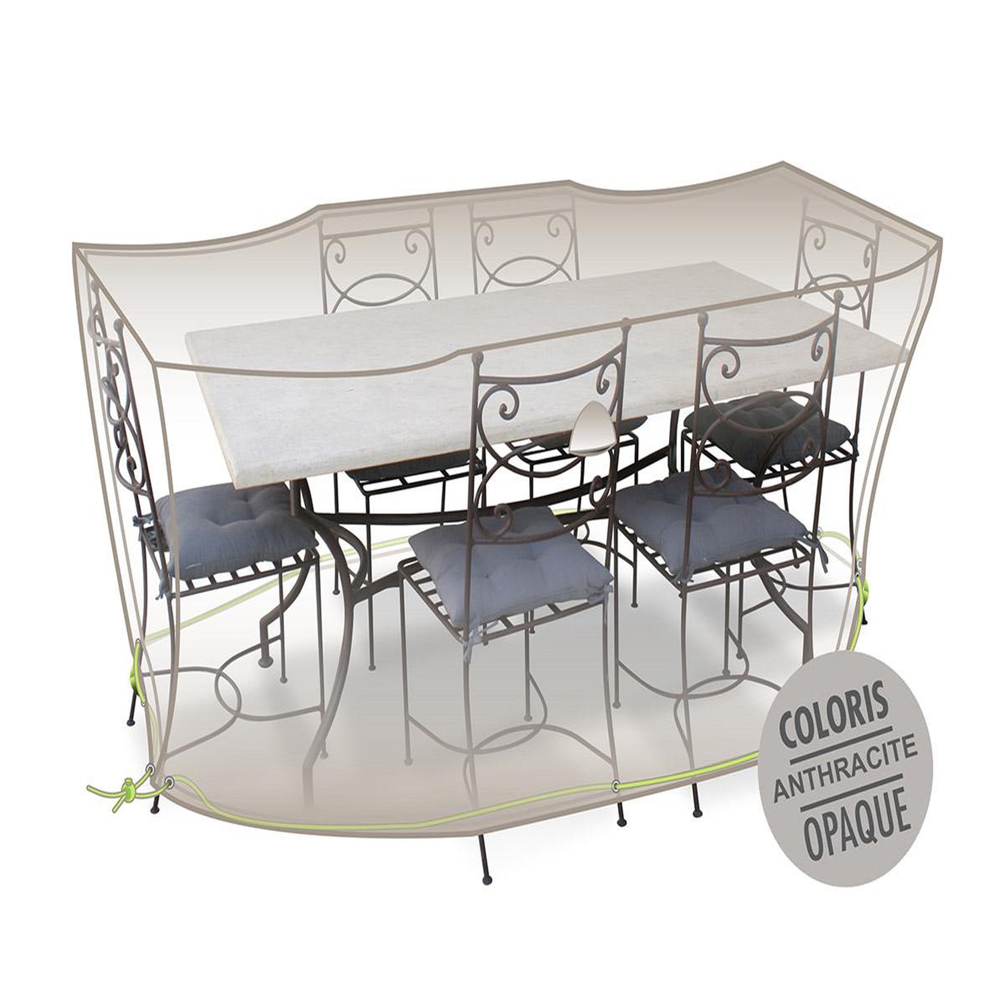 Jardiline Housse de protection cover air pour table rectangulaire + 8 chaises - 240 x 130 x 70 cm - jardiline