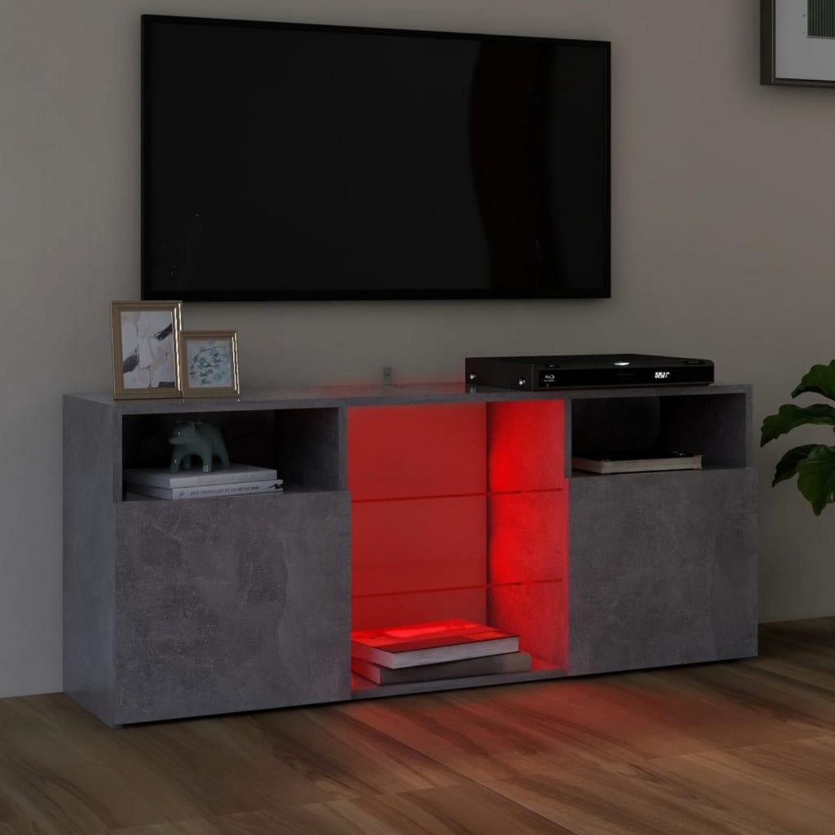 VIDAXL Meuble TV avec lumieres LED gris beton 120x30x50 cm
