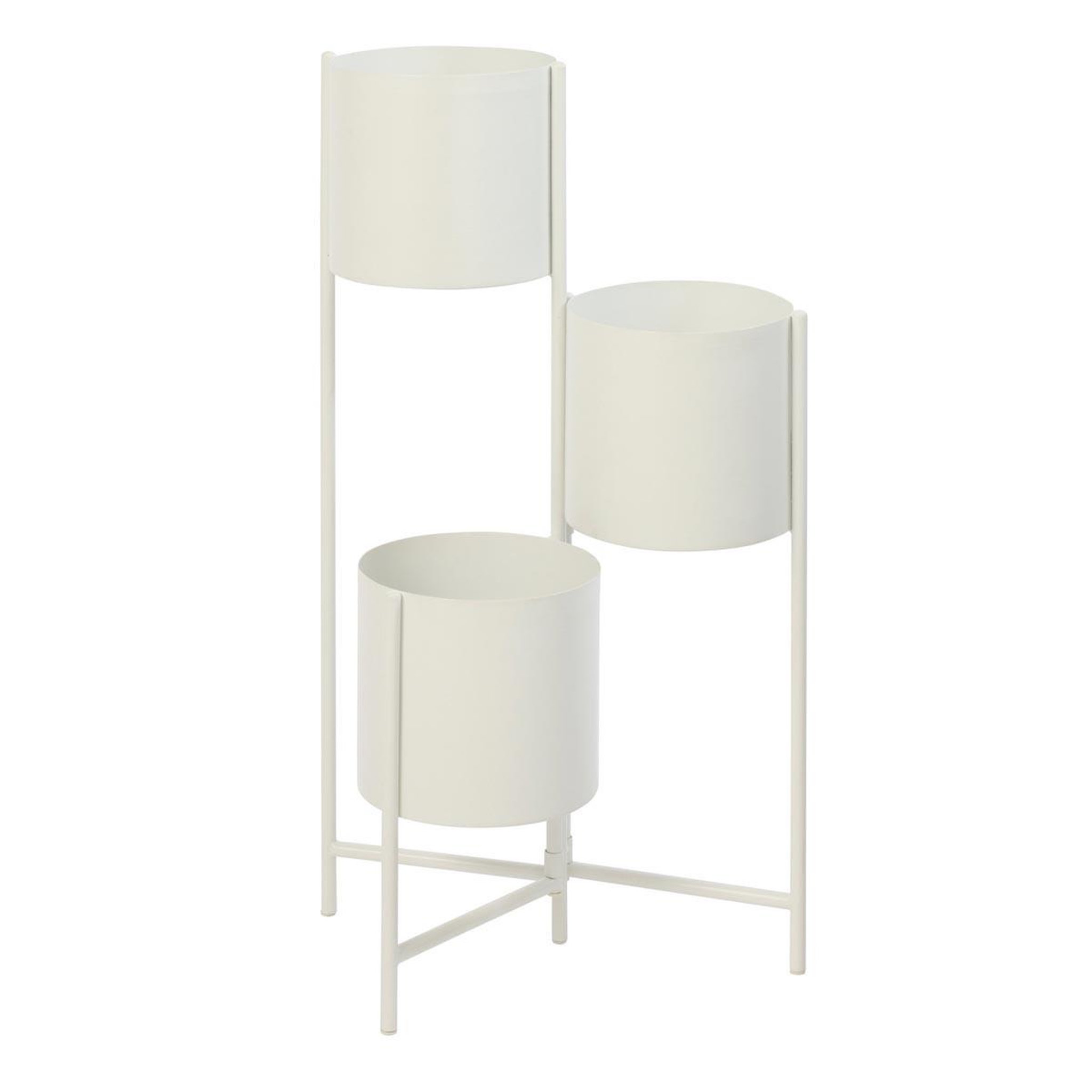 J-LINE Support 3 cache-pots en métal  hallo  75cm blanc