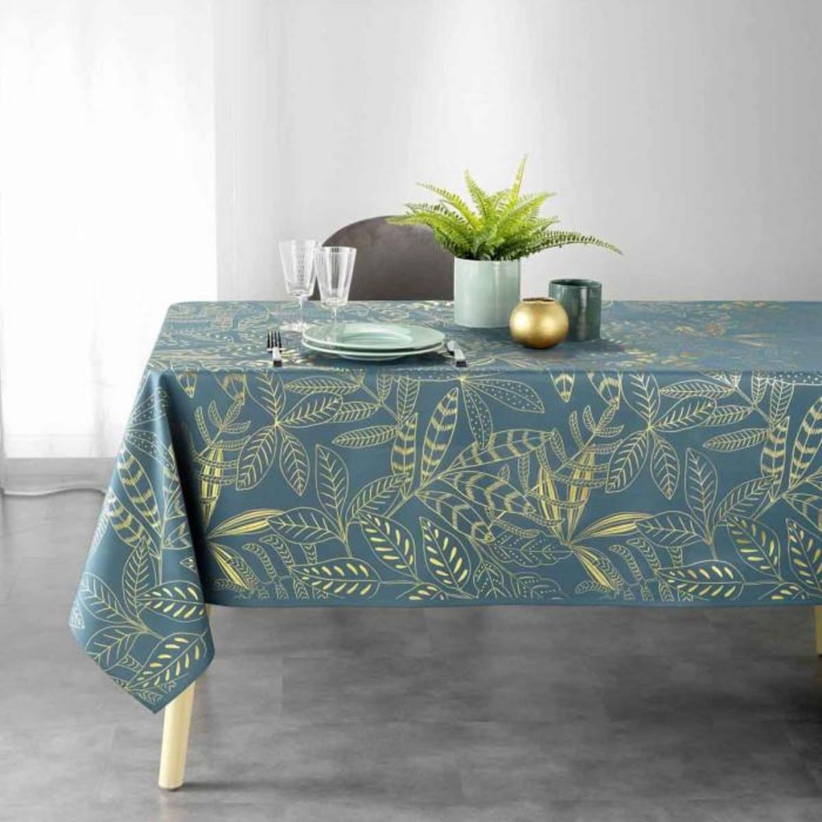 Paris Prix Nappe Imprimée Déco  Belflor  150x240cm Émeraude