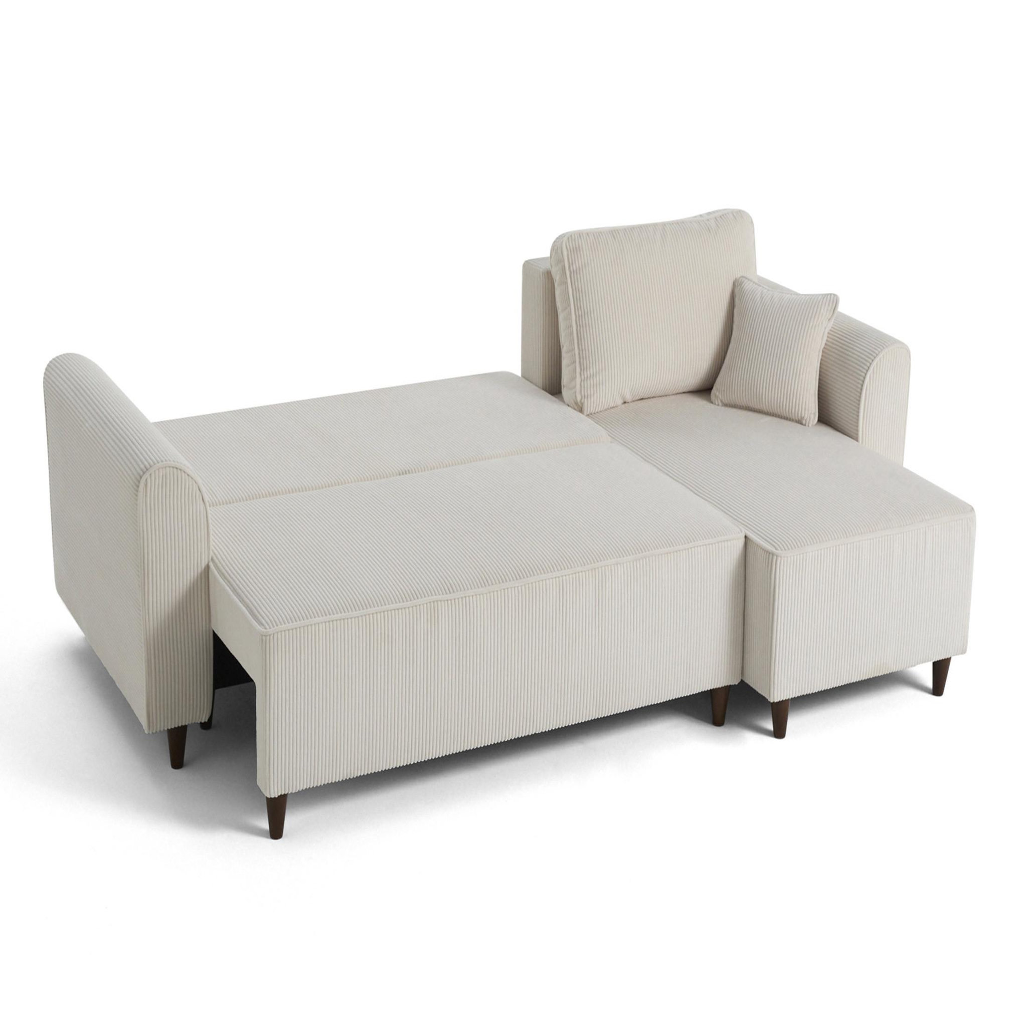Voir la diapositive 3 : BEST MOBILIER Saphir - canapé d'angle réversible 4 places - convertible avec coffre - en velours côtelé