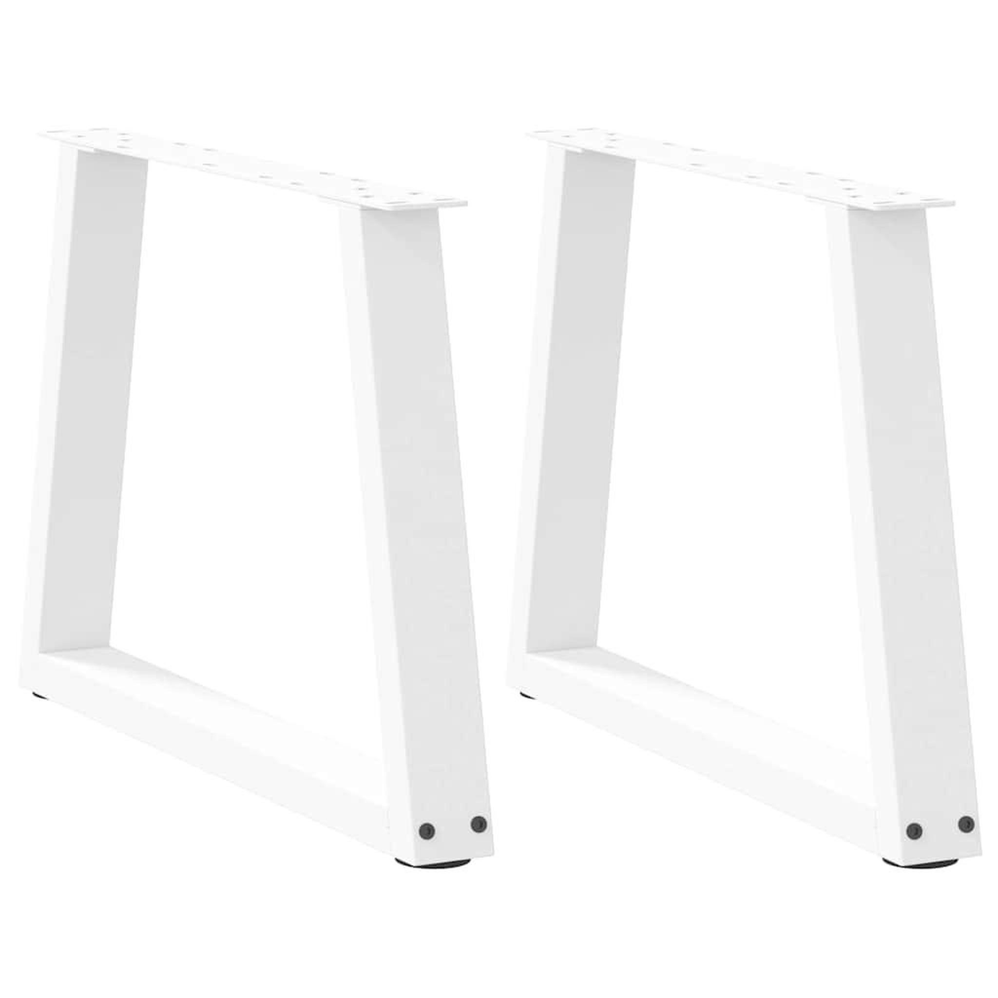 VIDAXL Pieds de table a manger forme V 2pcs blanc 50x(42-43,3)cm acier