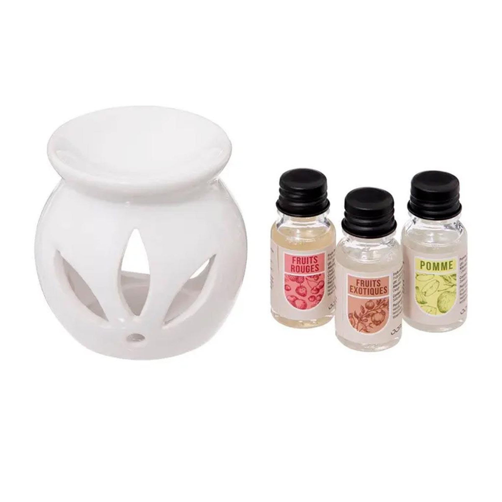 ATMOSPHERA Brûle-parfum & 3 flacons d'huiles  pura  10ml fruits