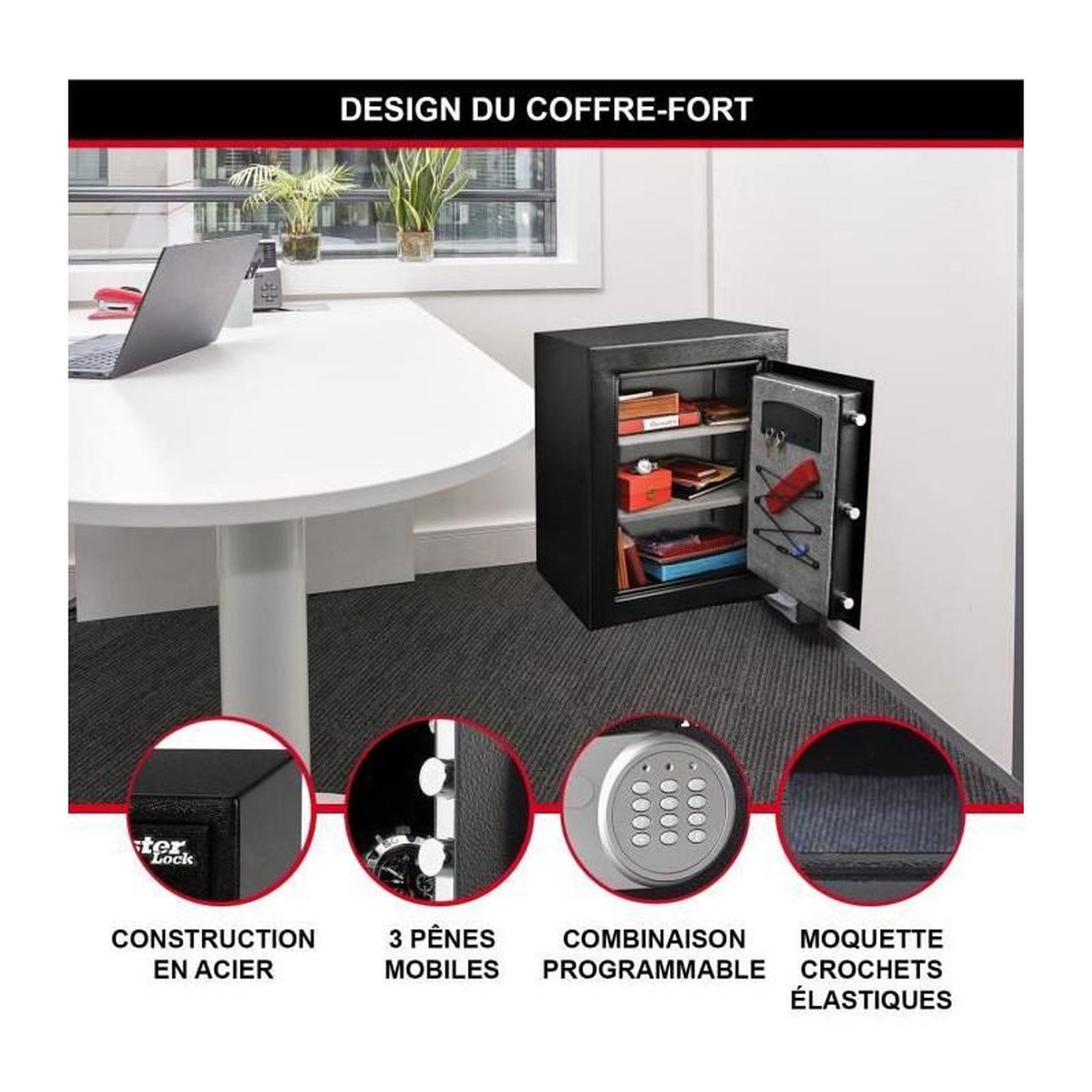 Voir la diapositive 3 : Master lock Coffre-Fort Haute Sécurité [Combinaison Électronique] [XL 119 Litres] - T8-331ML