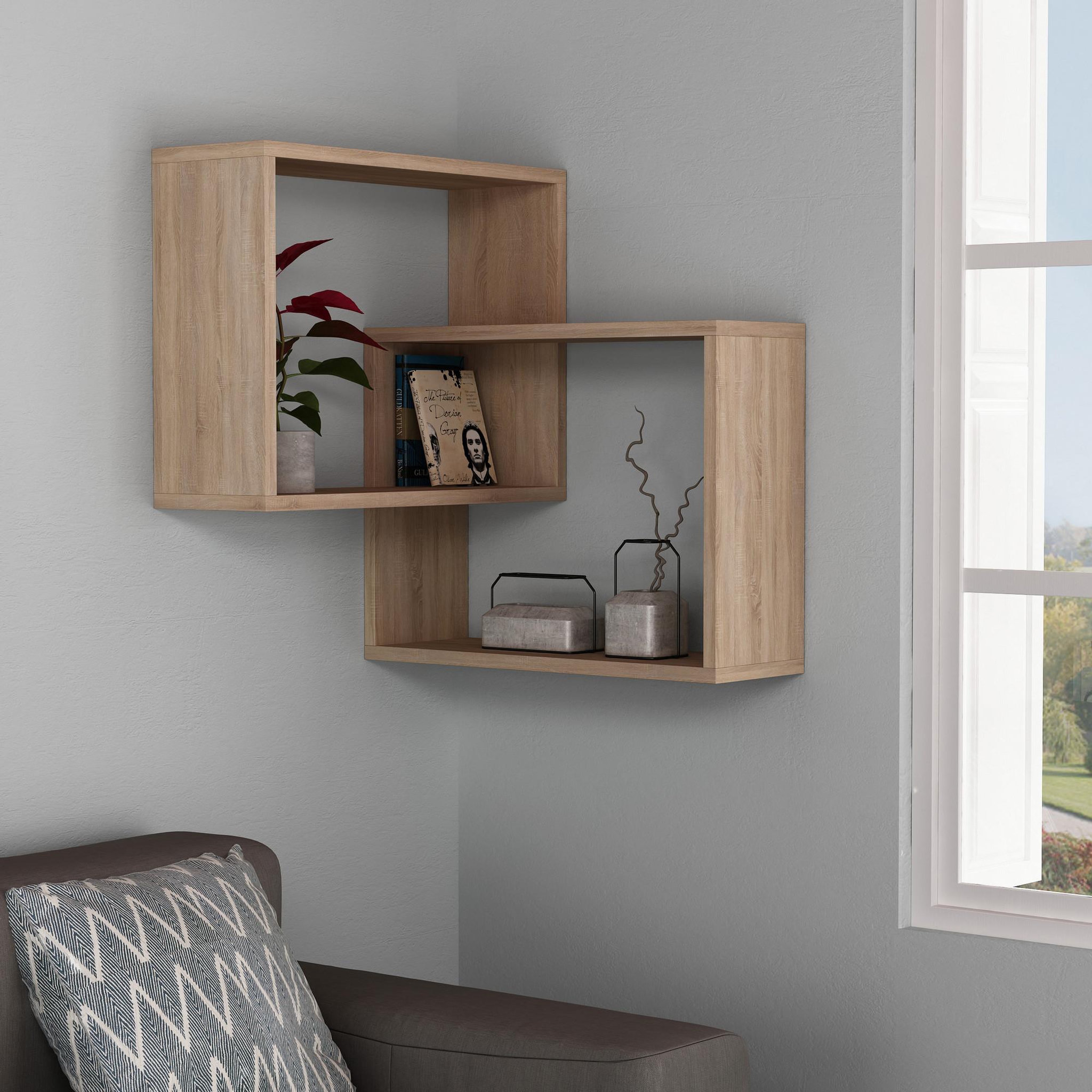 Voir la diapositive 2 : Habitat et Jardin Étagère murale en bois  ring  - 68 x 60 x 68 cm - chêne de sonoma