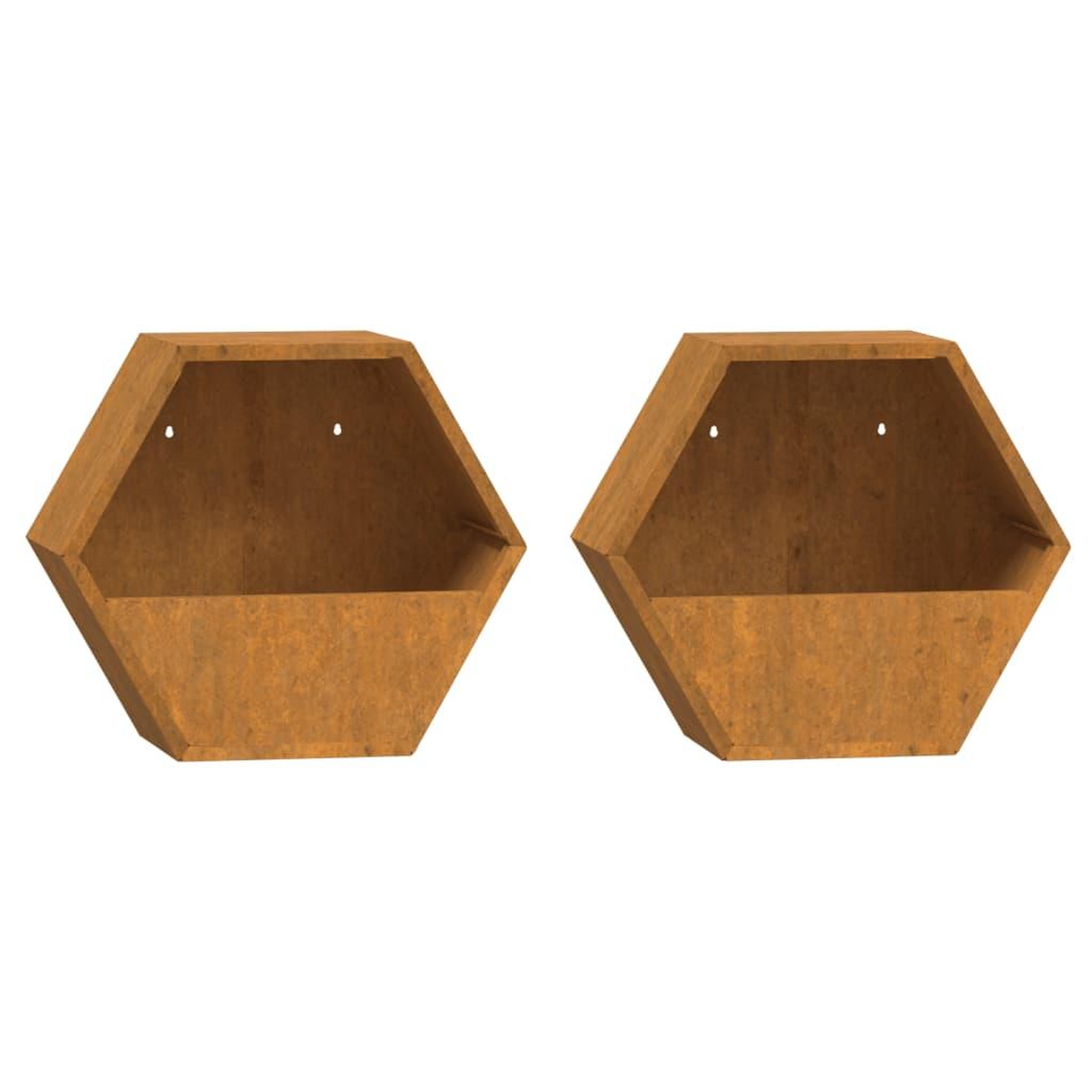 Voir la diapositive 2 : VIDAXL Jardinieres murales 2 pcs Rouille Acier corten 30x10x25 cm