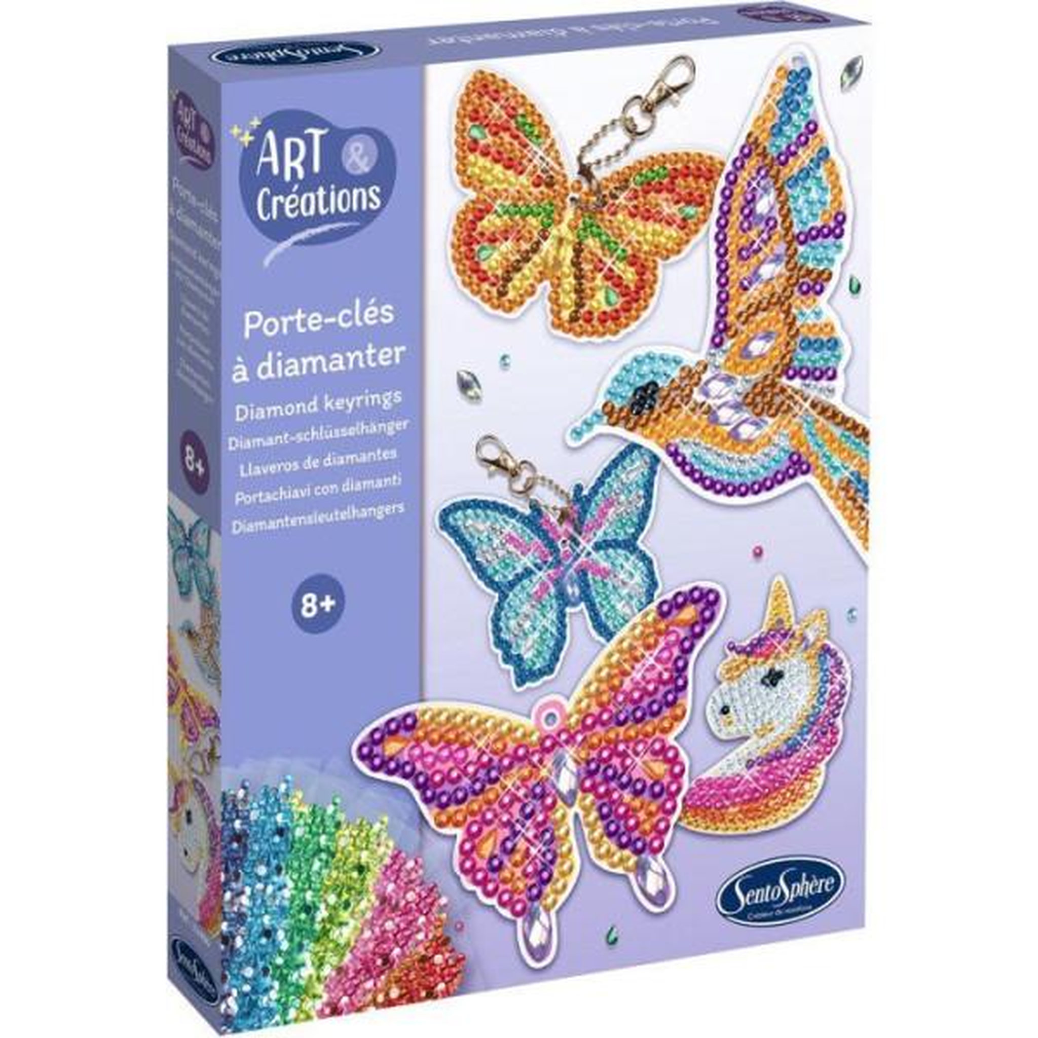 Sentosphere Porte-Clés a diamanter - SENTOSPHERE - Art & Créations - 5 supports - Strass Multicolores - 5 attaches - Des 8 ans