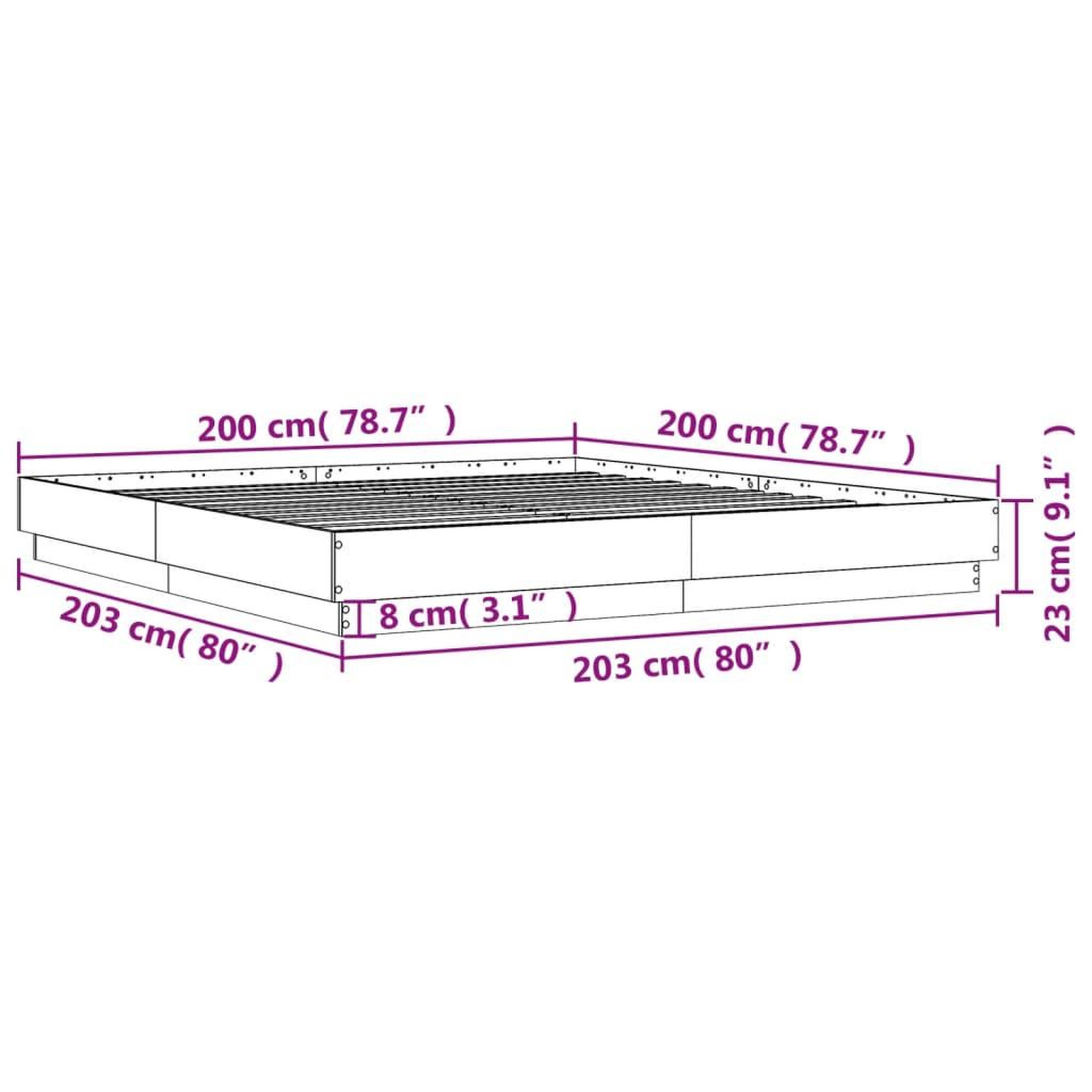 Voir la diapositive 6 : VIDAXL Cadre de lit avec LED sans matelas blanc 200x200 cm