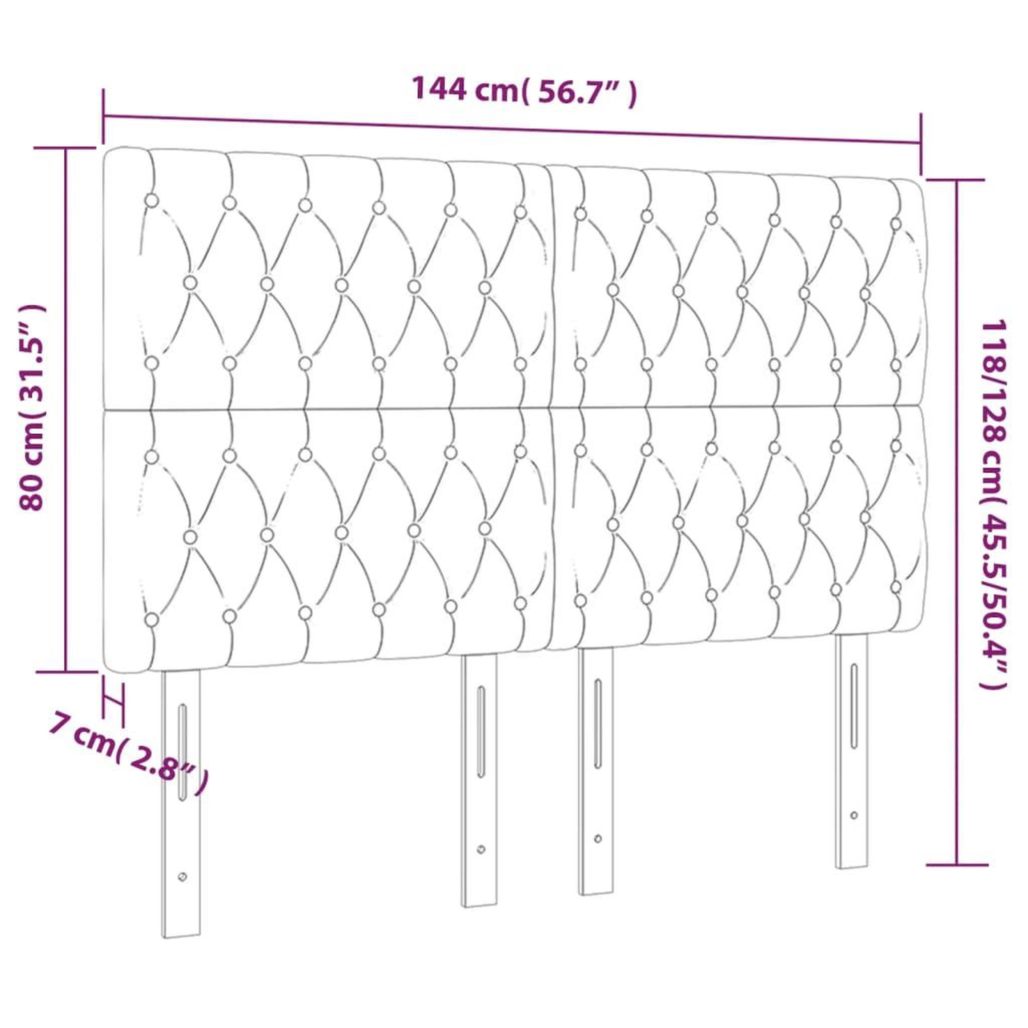 Voir la diapositive 6 : VIDAXL Tete de lit a LED Gris clair 144x7x118/128 cm Velours