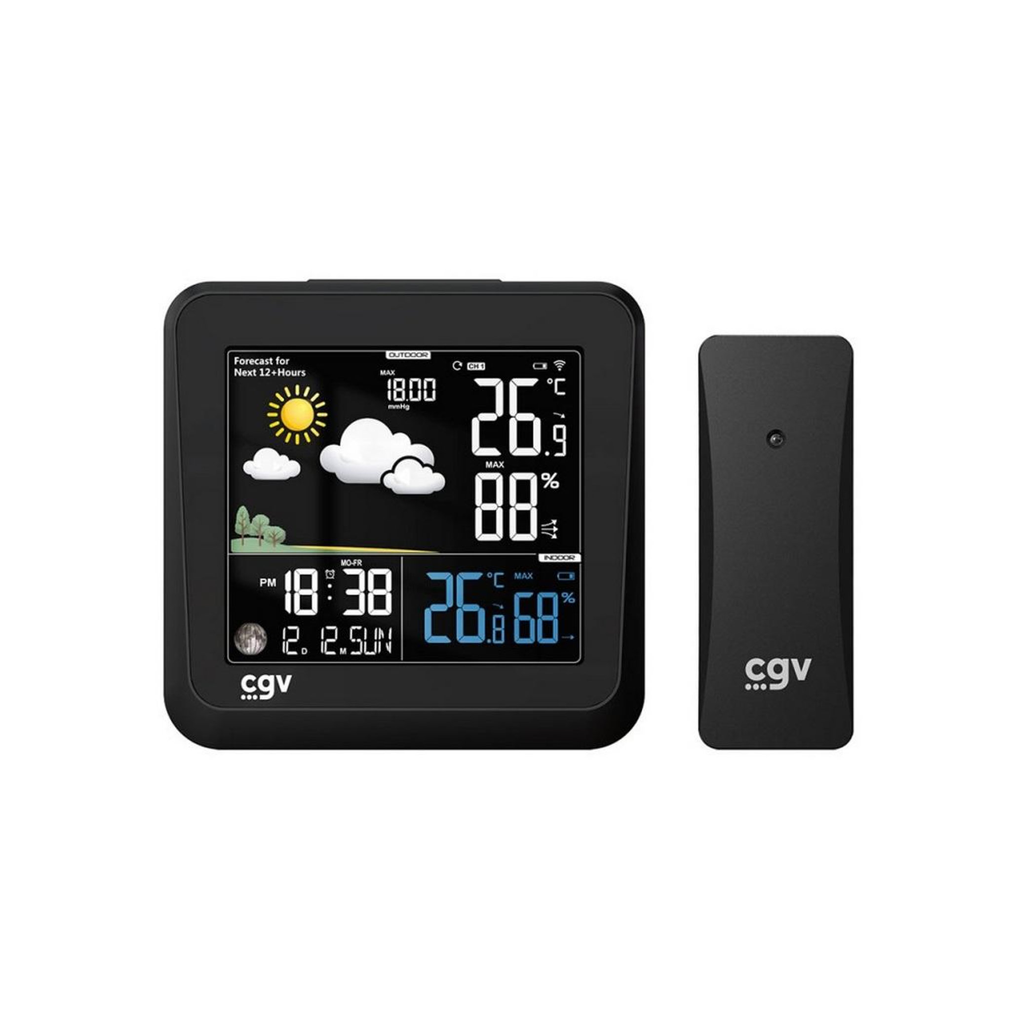 Voir la diapositive 4 : CGV Station météo sans fil noir - 19001