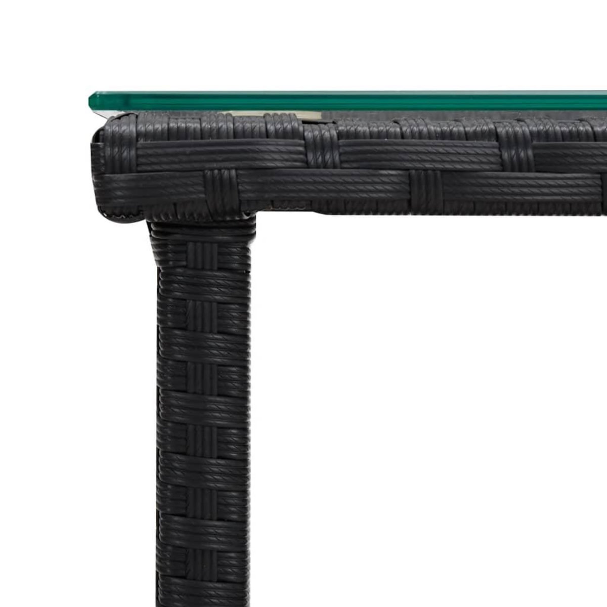 VIDAXL Table d'appoint noir 45x45x45 cm poly rotin et verre trempe