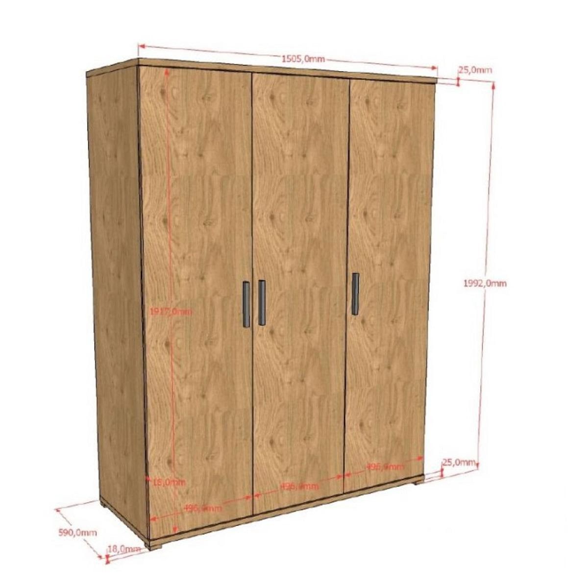 Vipack Armoire SAM 3 portes - Grande capacité