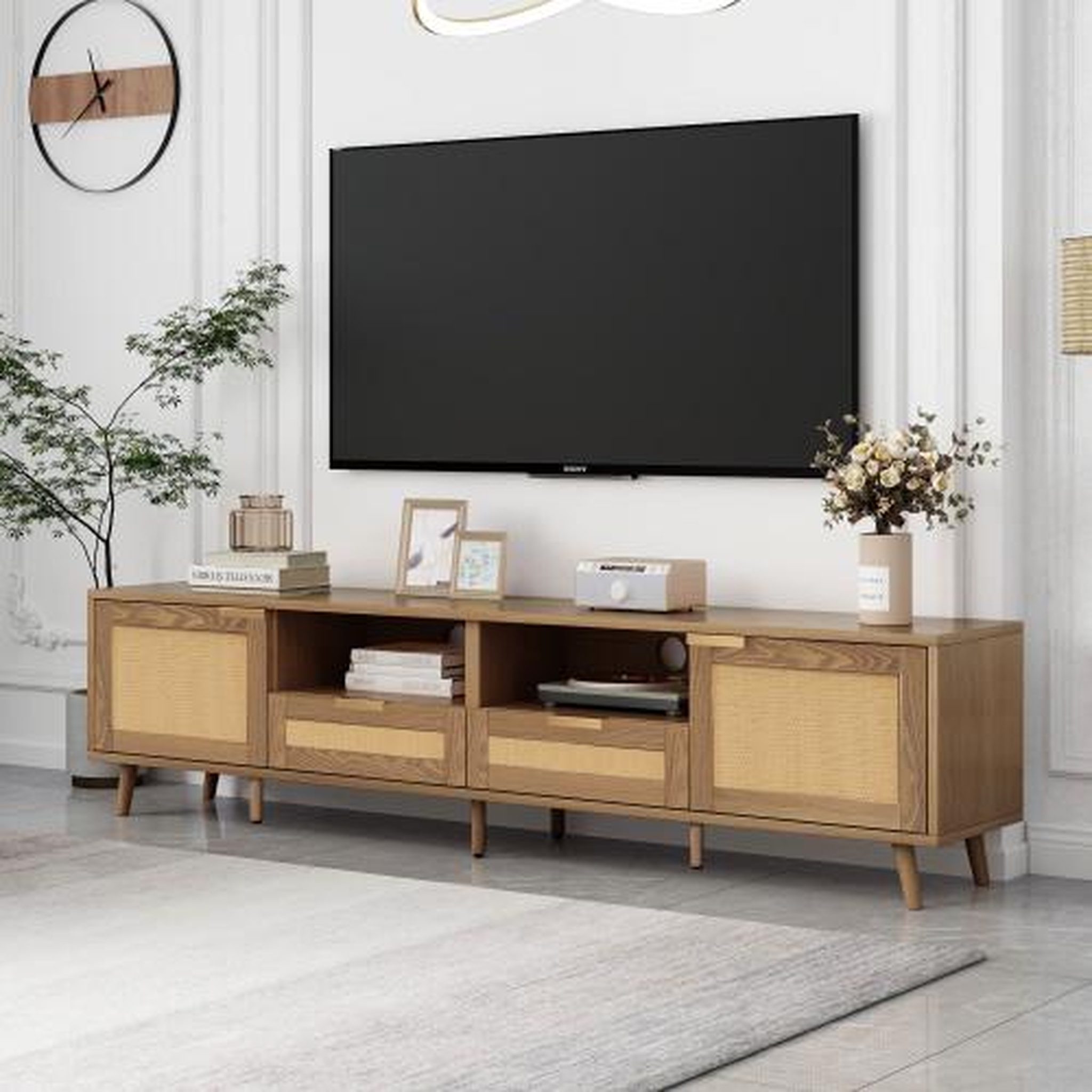 Voir la diapositive 4 : MERAX Meuble tv naturel 200 cm panneau de particules